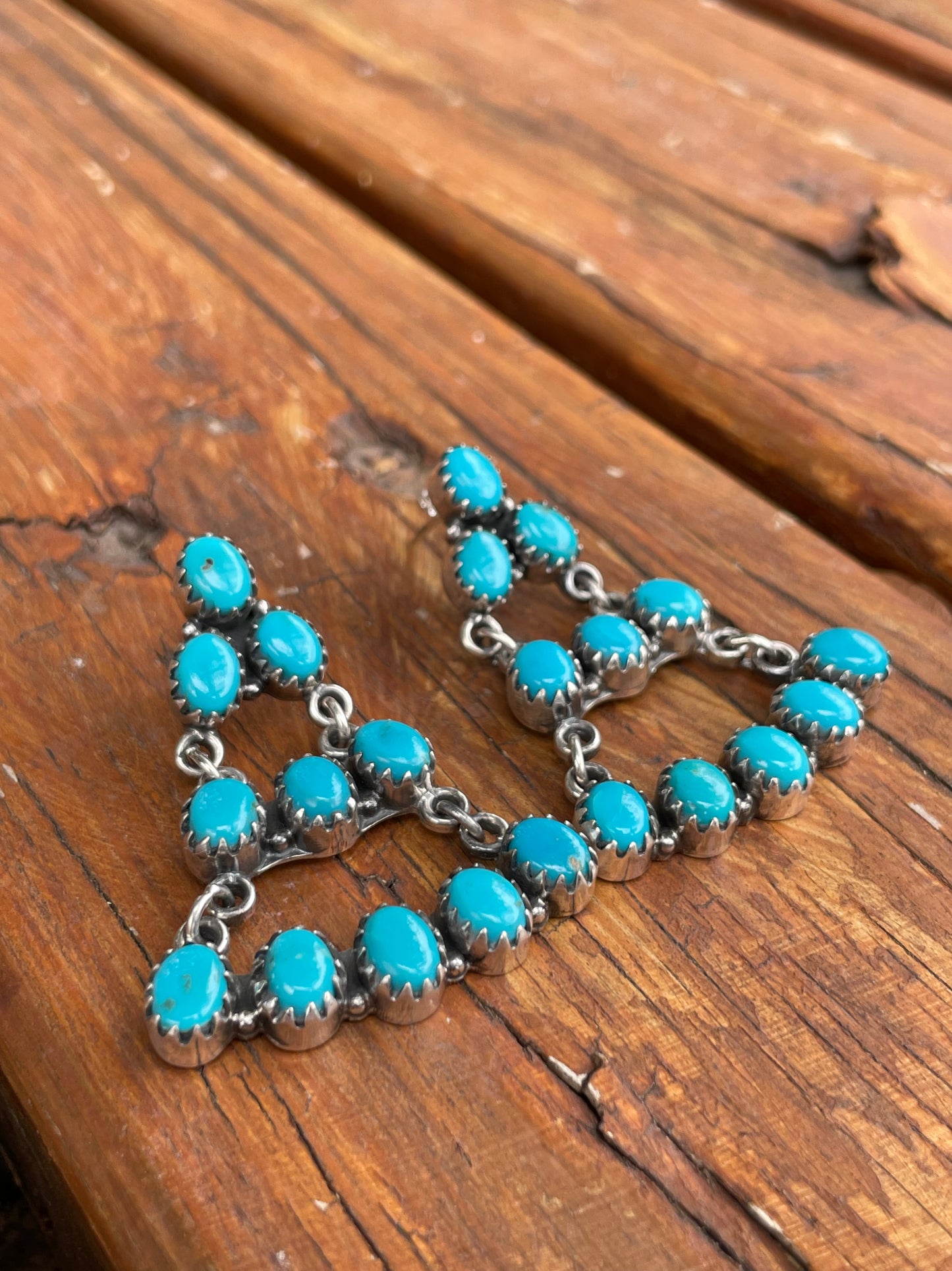 Kingman Turquoise Chandelier Stud Earrings | 925 Sterling Silver B971