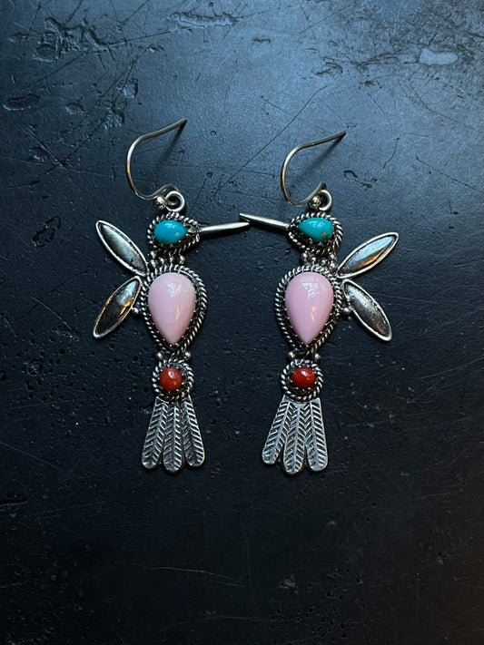 Pink Conch & Turquoise Earrings | 925 Sterling Silver E397