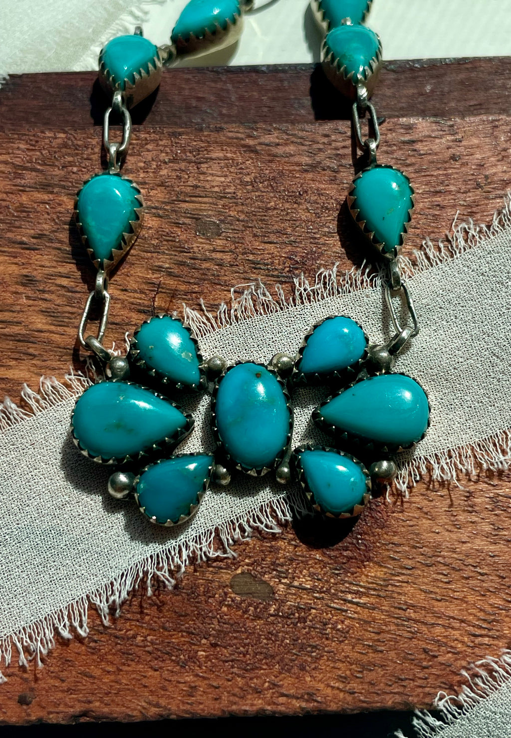 Kingman Turquoise Cluster Lariat Necklace | 925 Sterling Silver G591