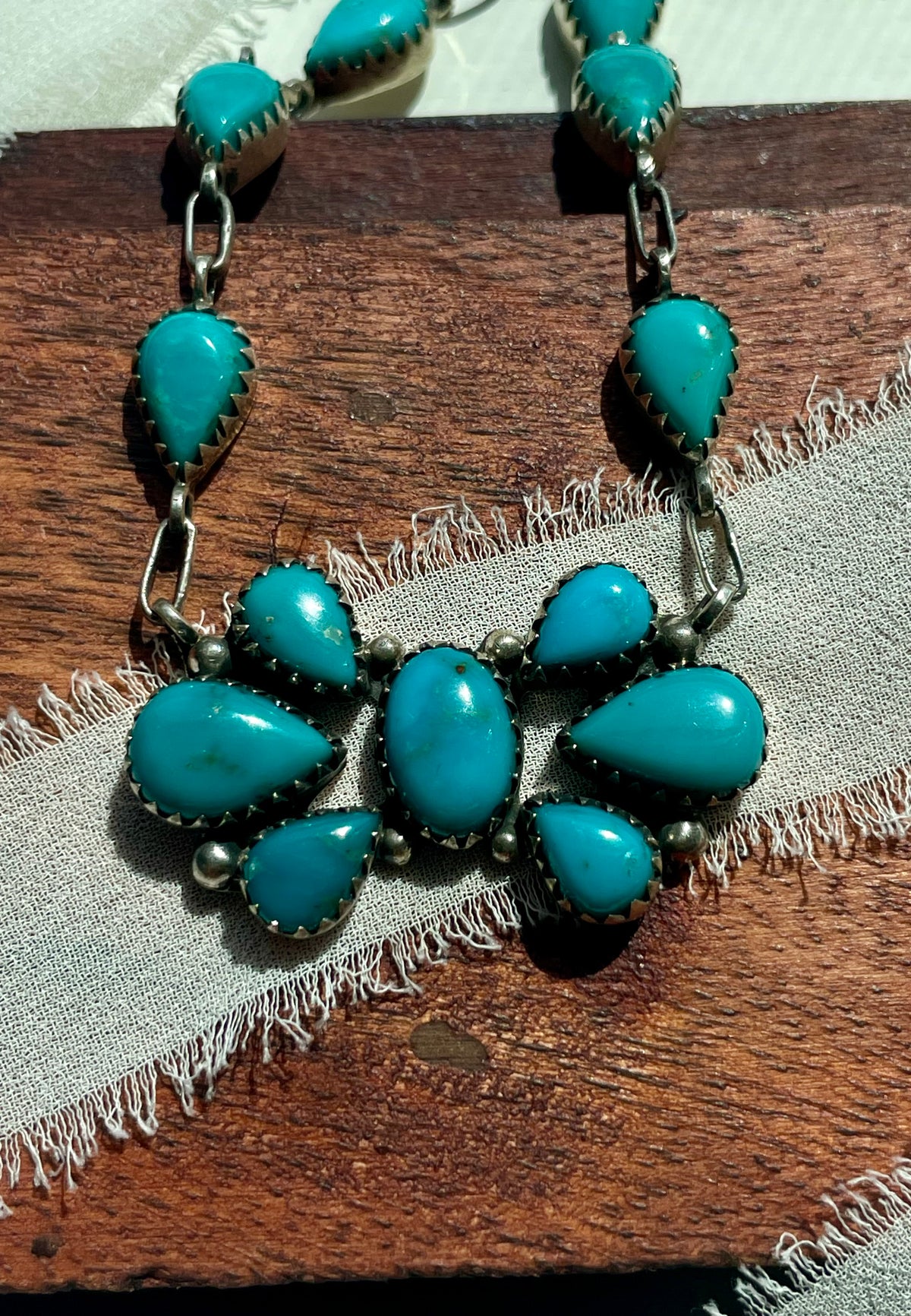 Kingman Turquoise Cluster Lariat Necklace | 925 Sterling Silver G591