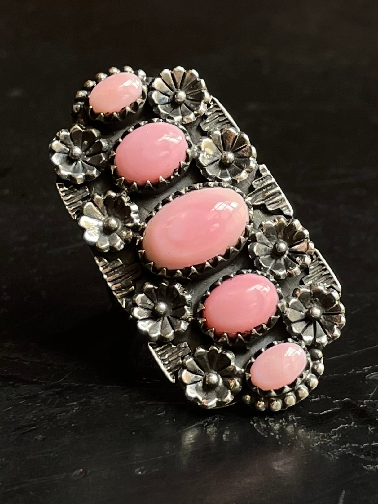 Pink Conch Floral Ring Size 6 | 925 Sterling Silver G104