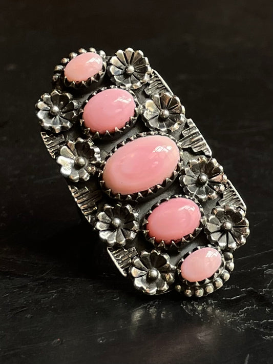 Pink Conch Floral Ring Size 6 | 925 Sterling Silver G104