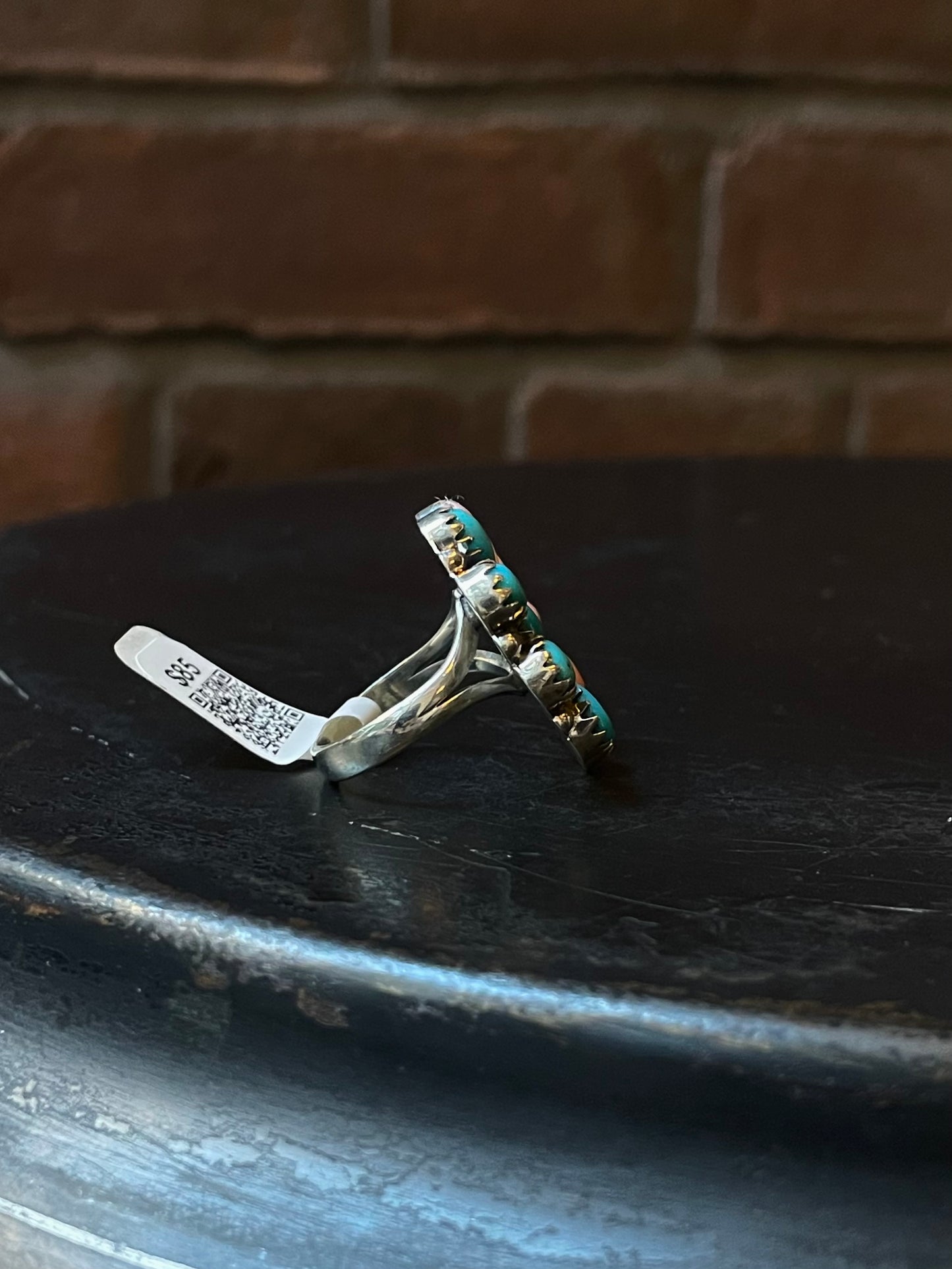 Kingman Turquoise Cluster Ring | Sterling Silver | Size 7 | A346