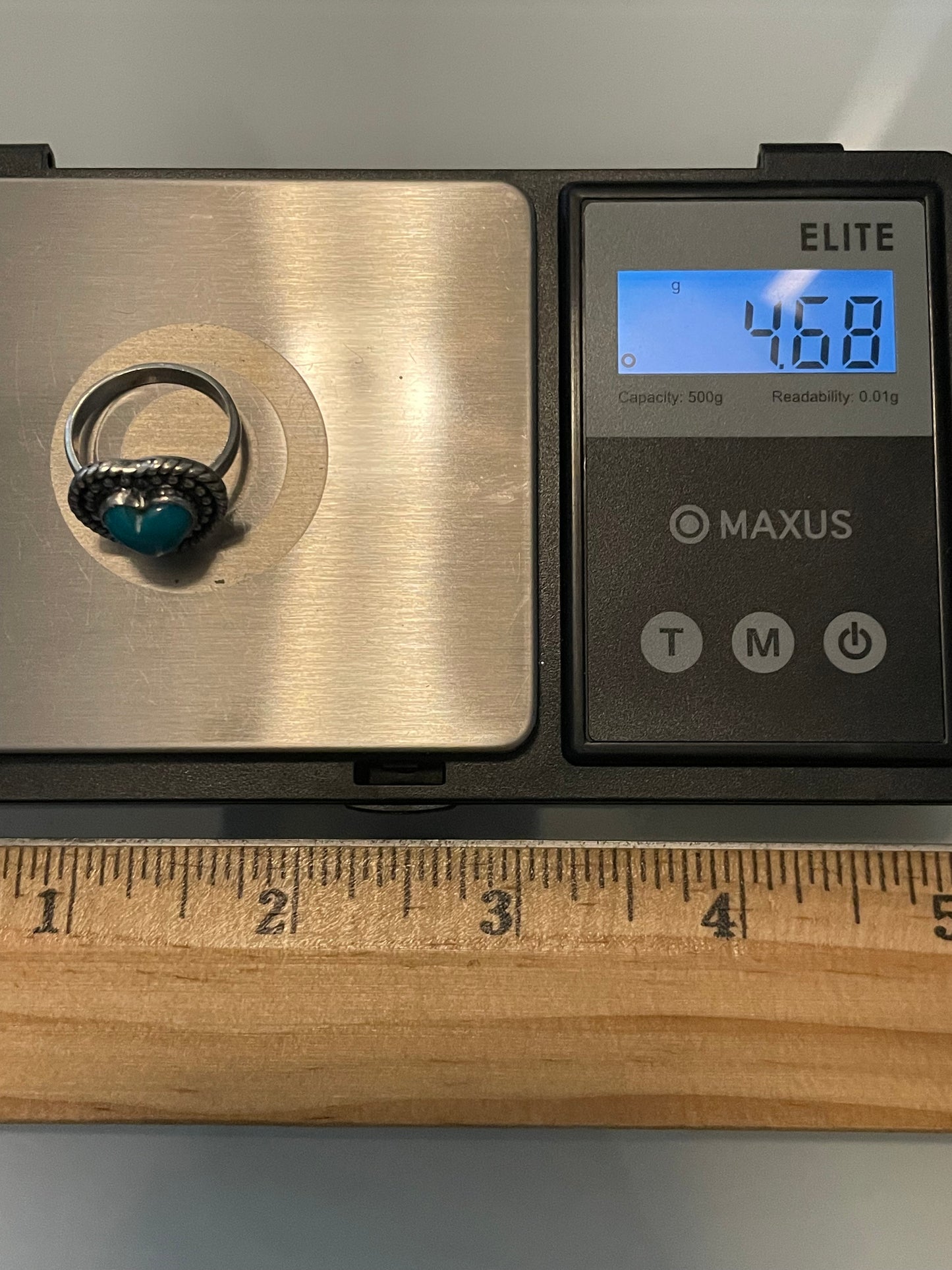 Kingman Turquoise Heart Ring | Sterling Silver | Size 5.5  G375