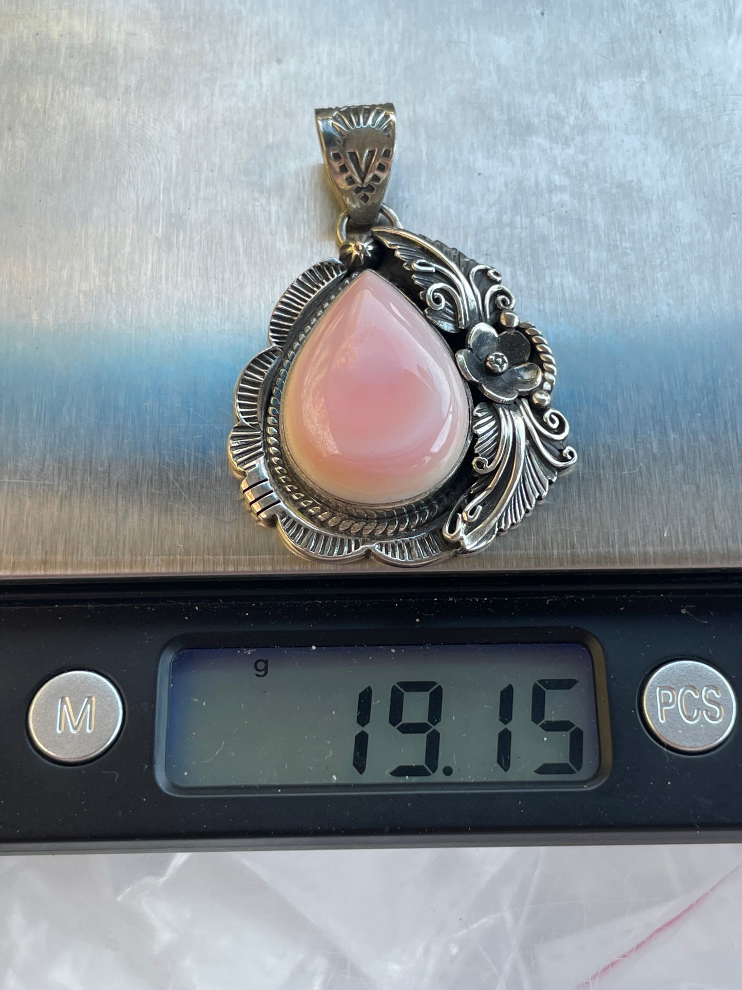 Pink Conch Teardrop Pendant | Sterling Silver 925 B695