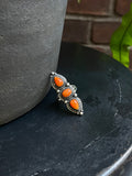 Spiny Oyster 3 Stone Ring Size 7 | 925 Sterling Silver C574