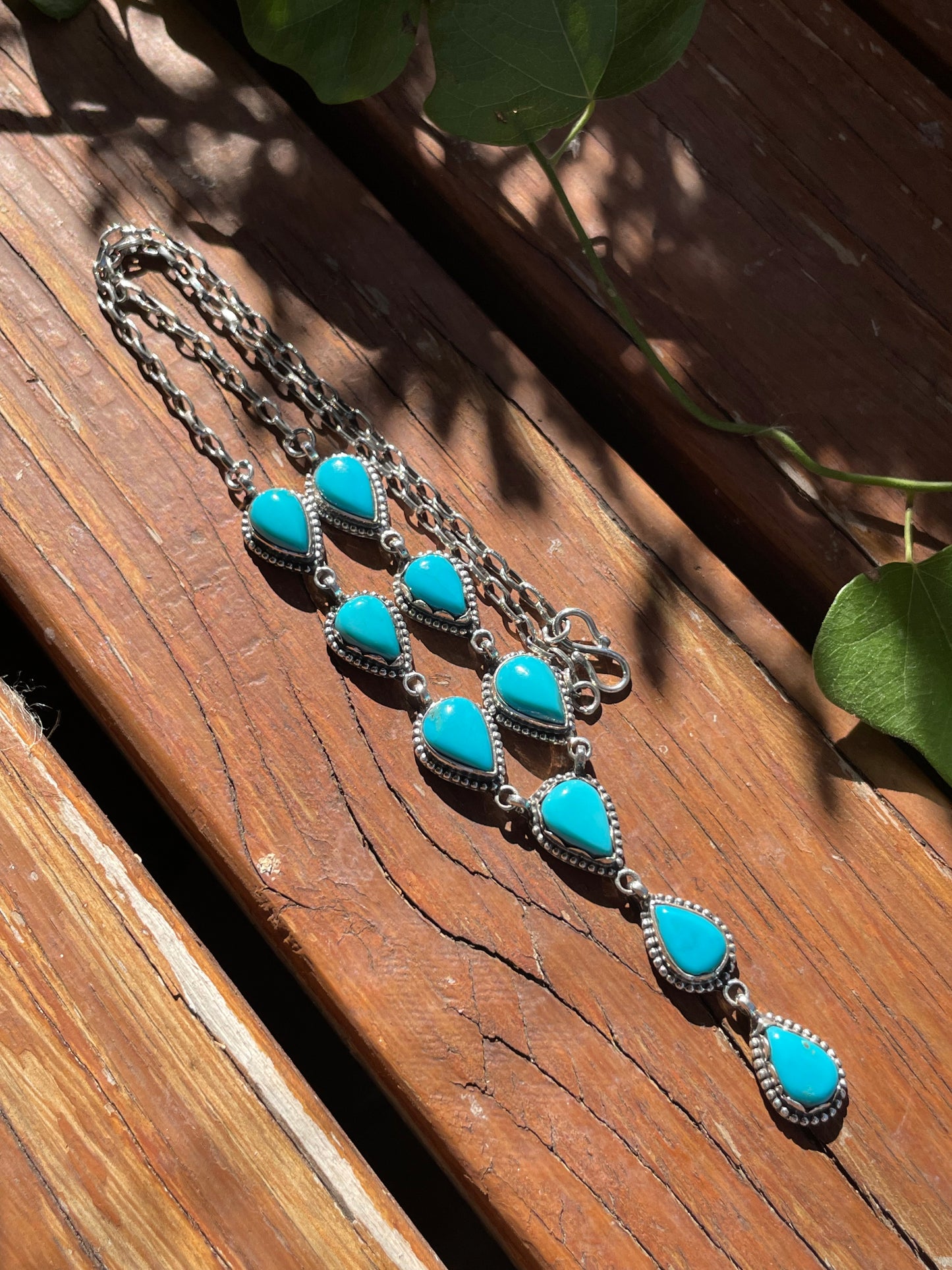 Kingman Turquoise Lariat Necklace | Sterling Silver 925 B872