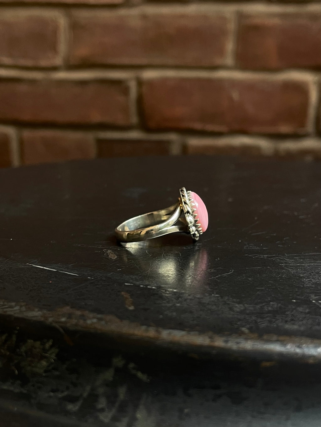 Pink Conch Rope Ring | 925 Sterling Silver Size 9 E452
