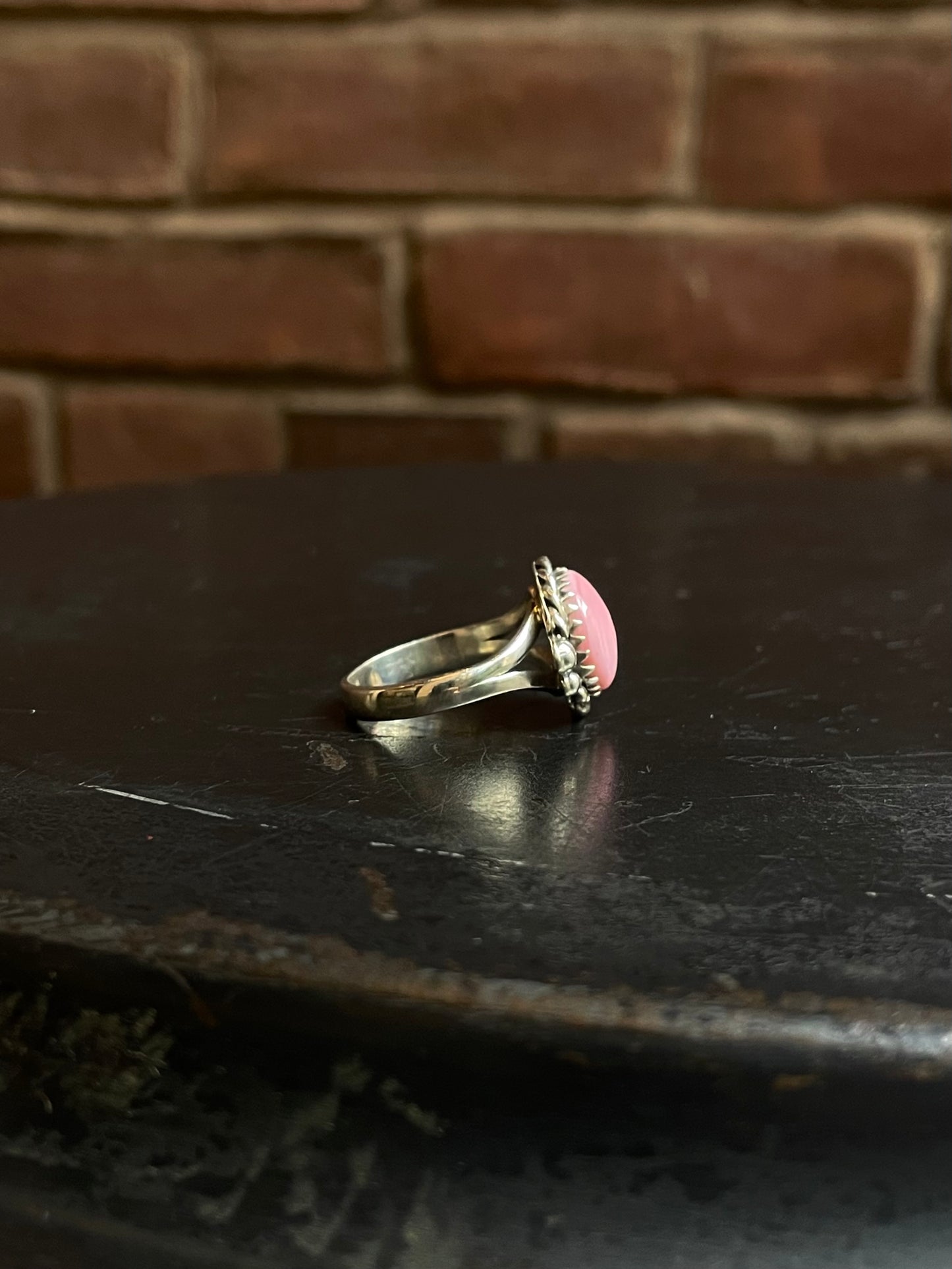 Pink Conch Rope Ring | 925 Sterling Silver Size 9 E452