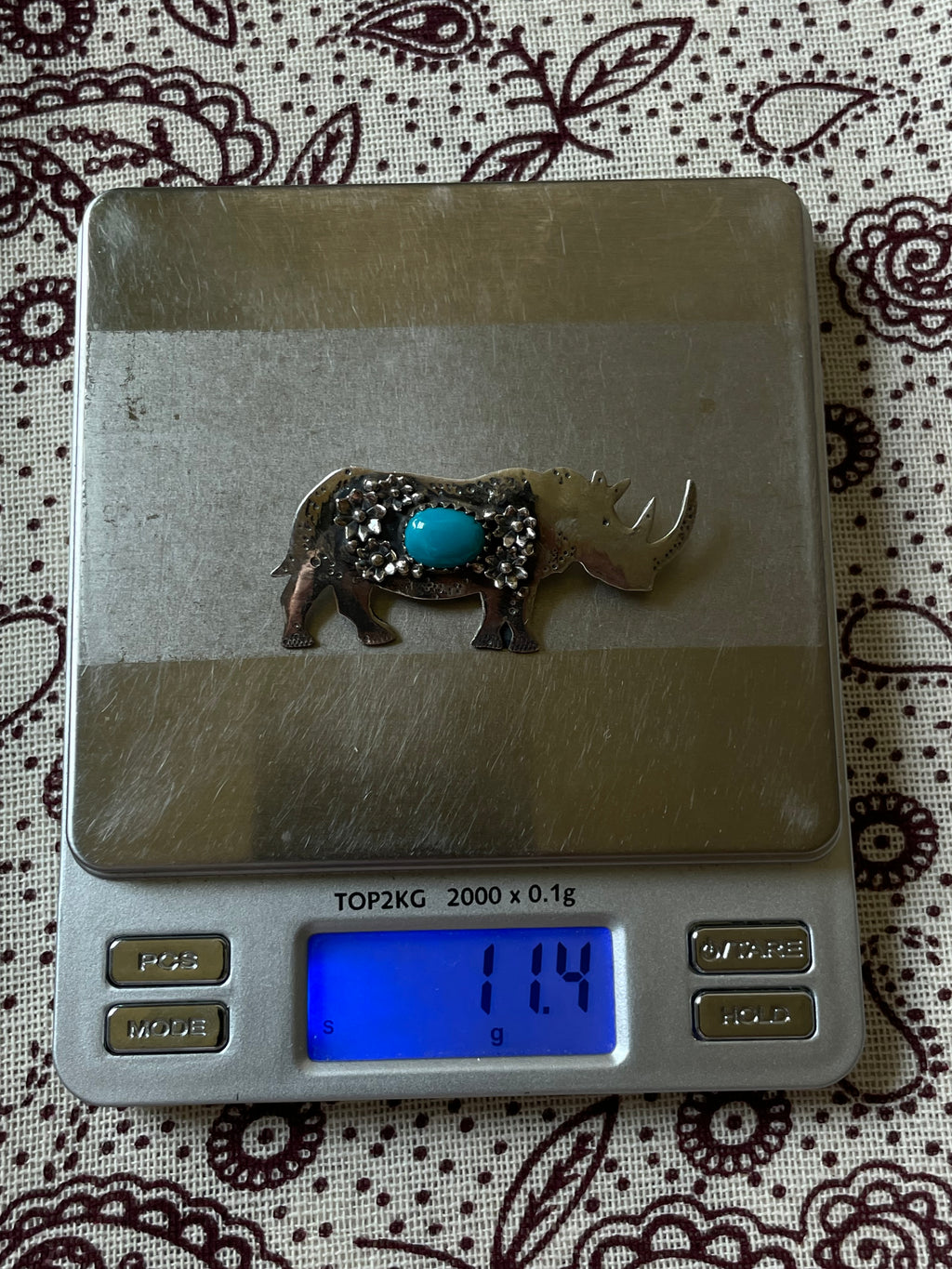 Turquoise Rhino Pendant | 925 Sterling Silver D329