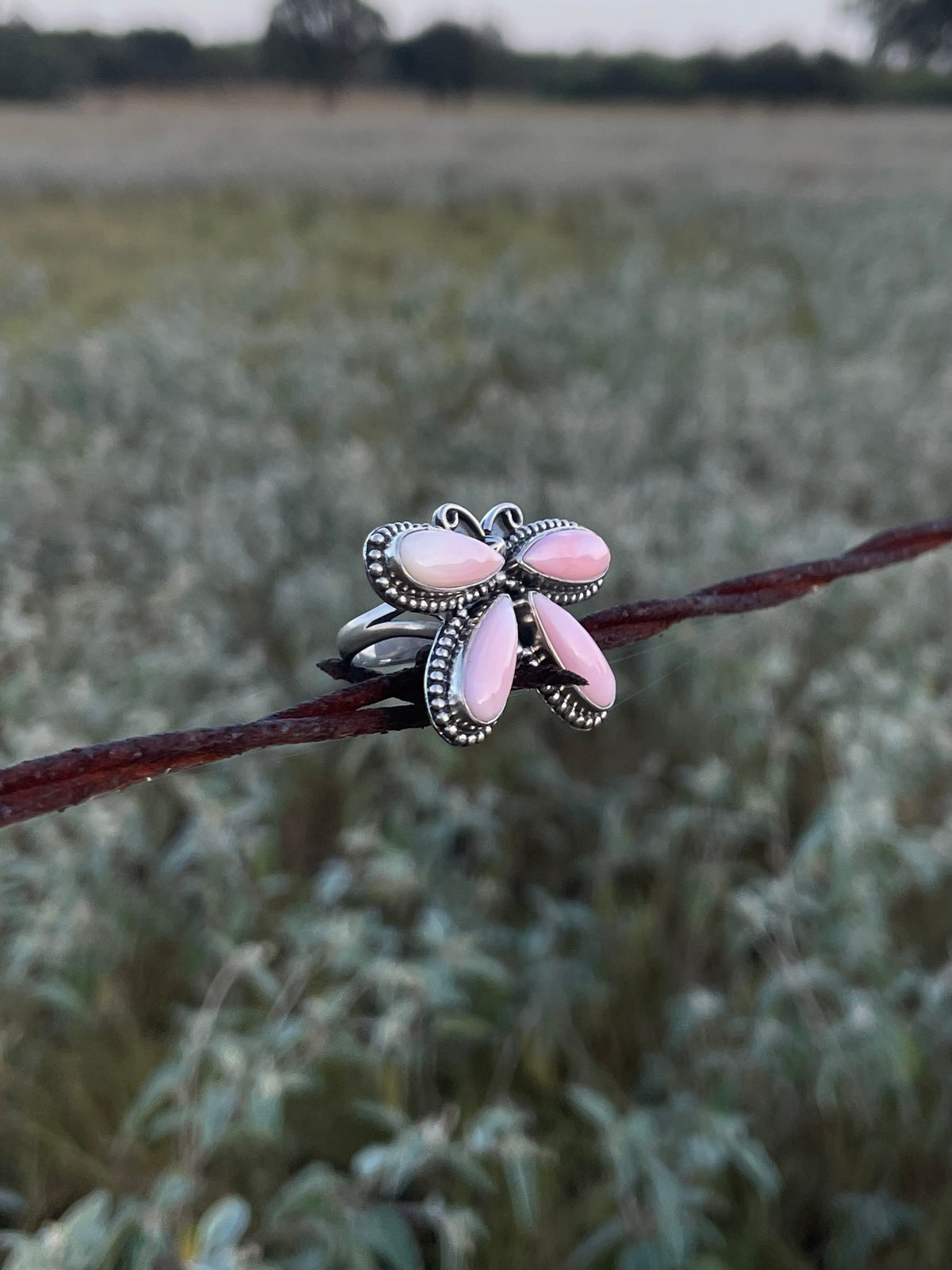 Pink Conch Butterfly Ring Size 6.75 | 925 Sterling Silver G744