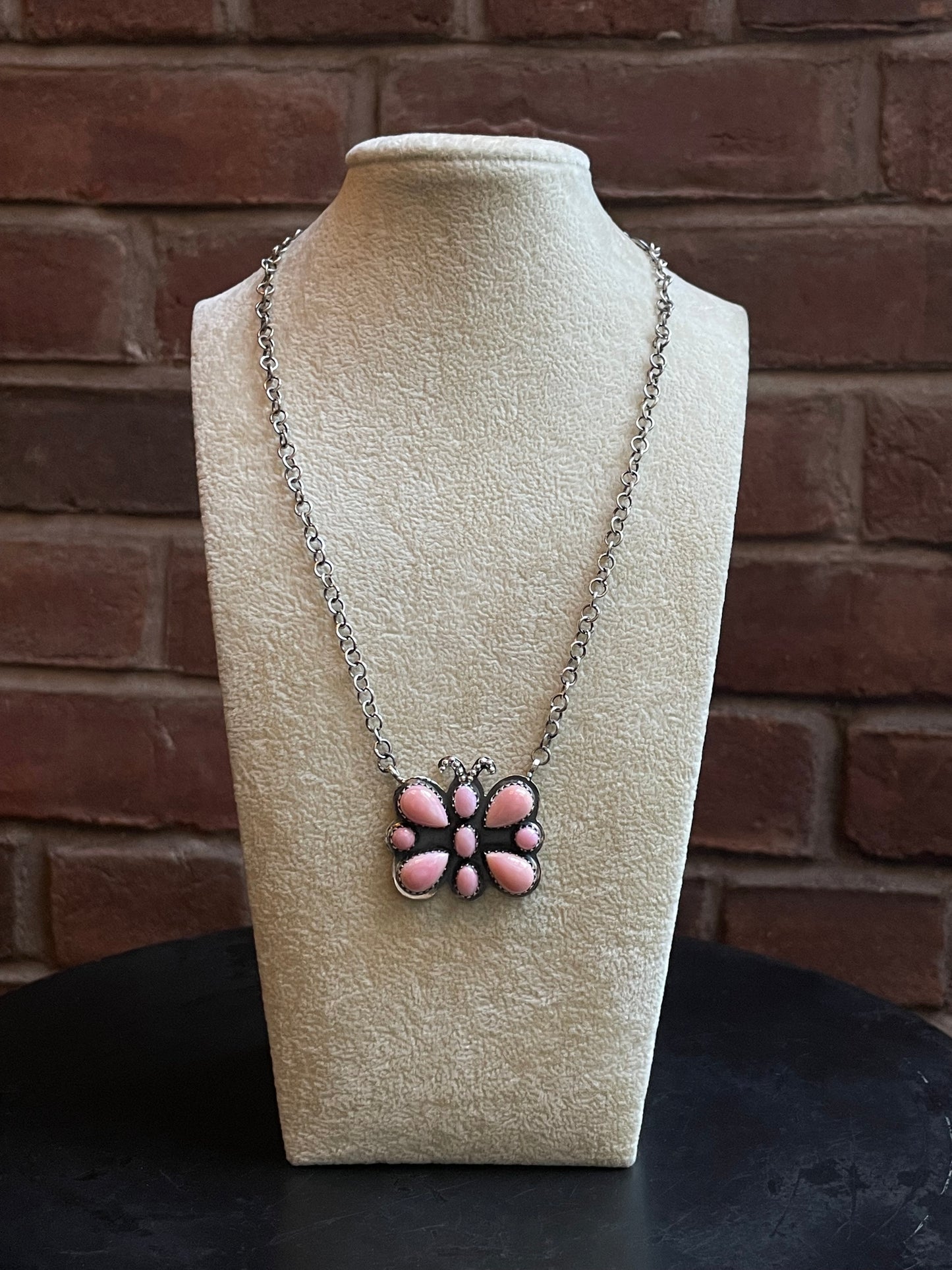Pink Butterfly Conch Necklace | 925 Sterling Silver E353