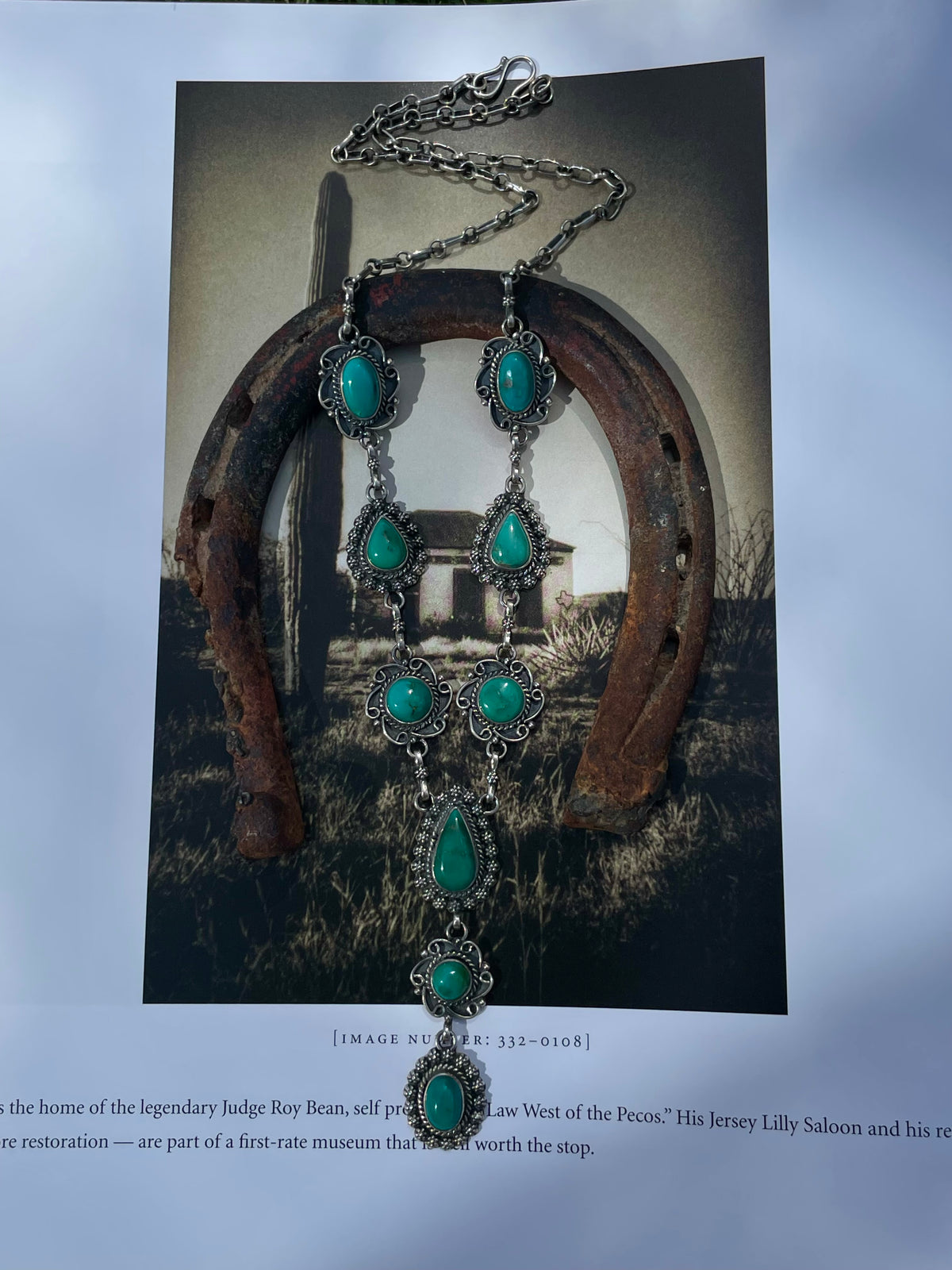 Turquoise Lariat Necklace | 925 Sterling Silver D258