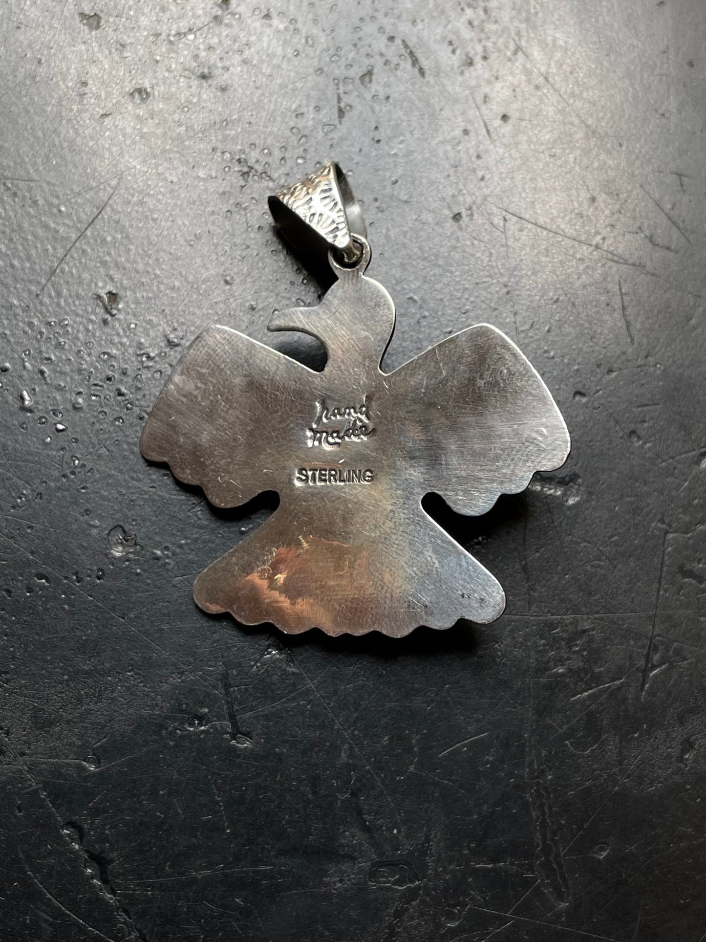 Pink Conch Thunderbird Pendant | 925 Sterling Silver E958