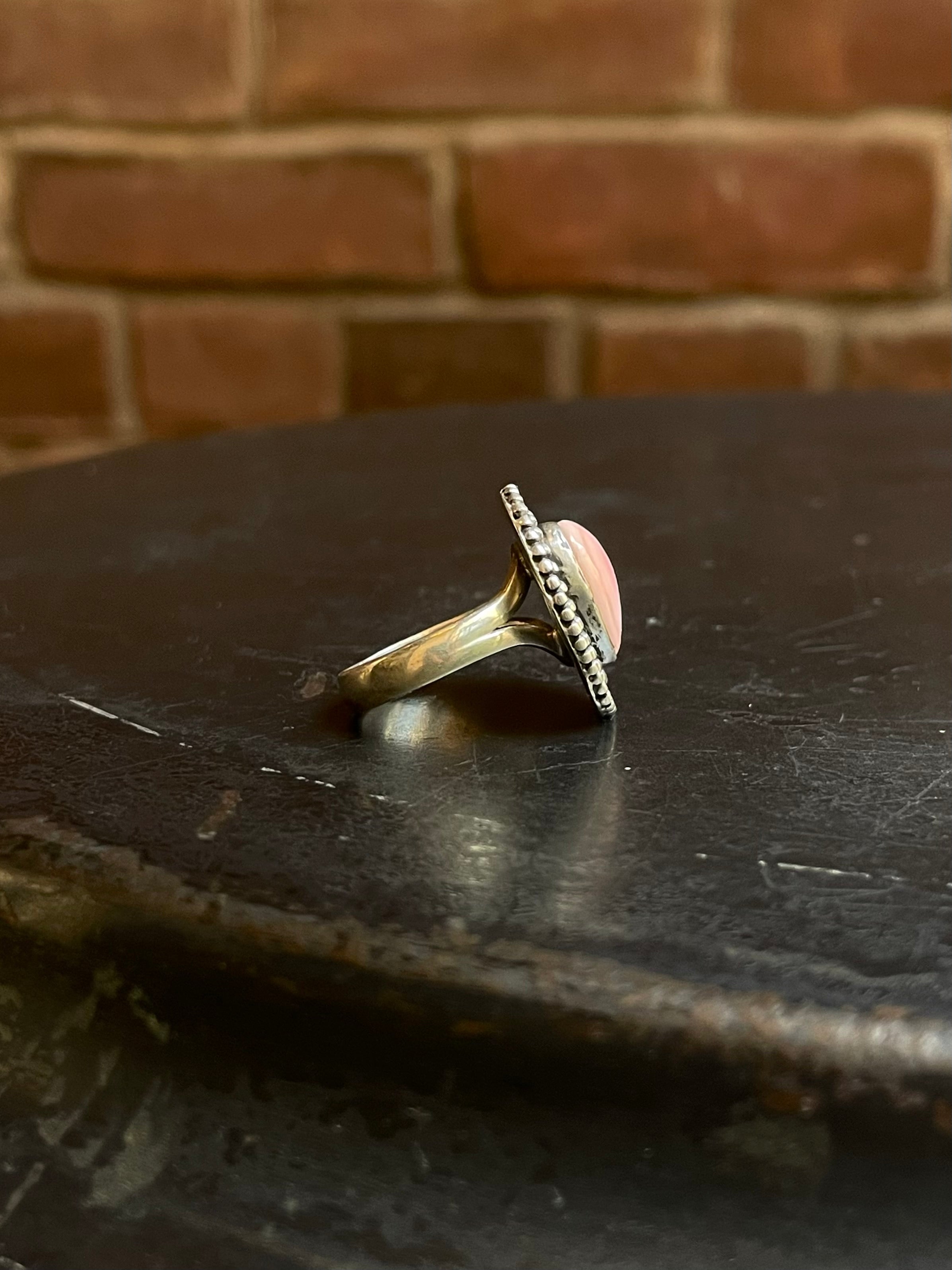 Pink Conch Heart Ring Size 6 | Sterling Silver E898