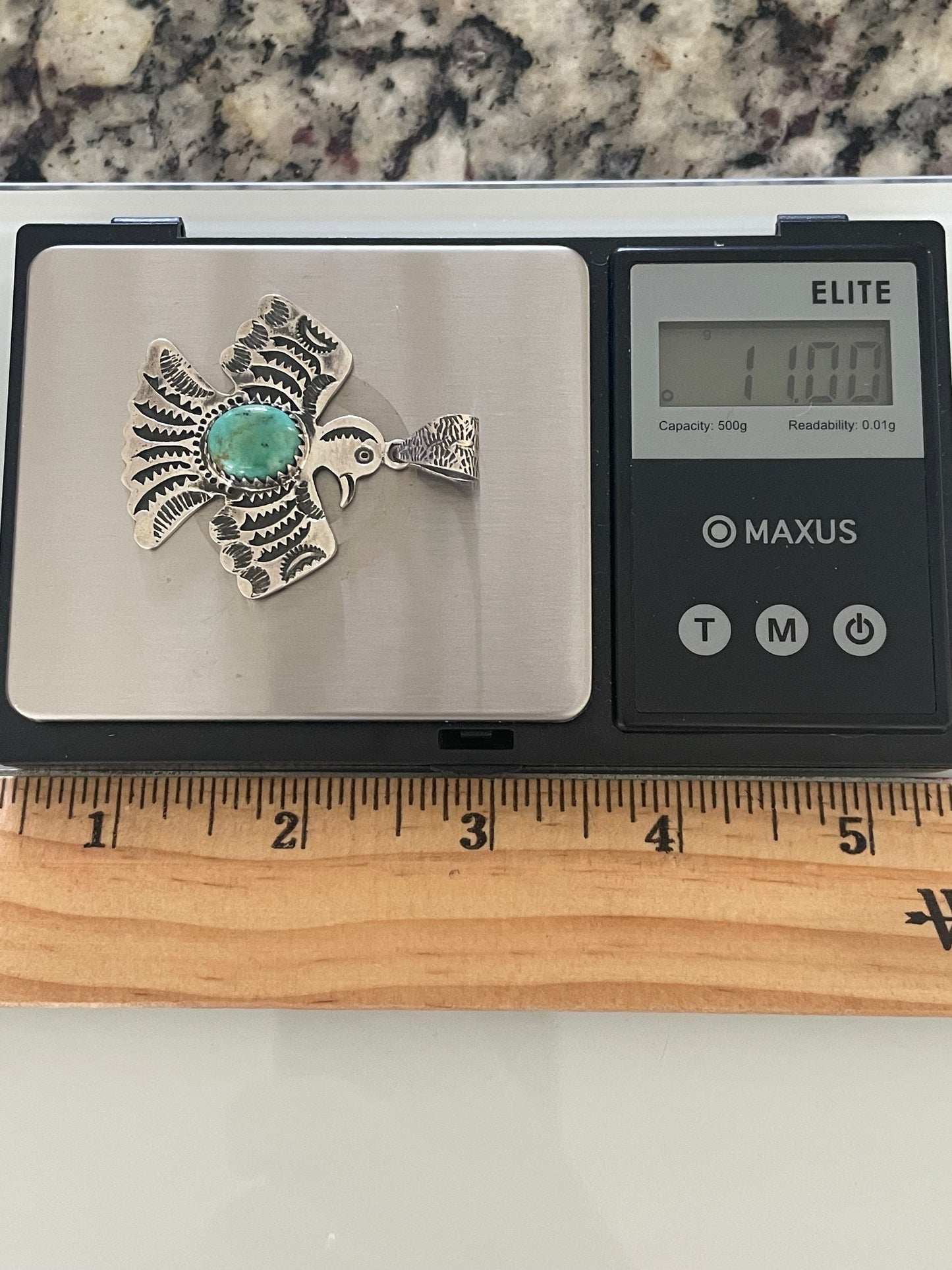 Kingman Turquoise Thunderbird Pendant | Sterling Silver G422