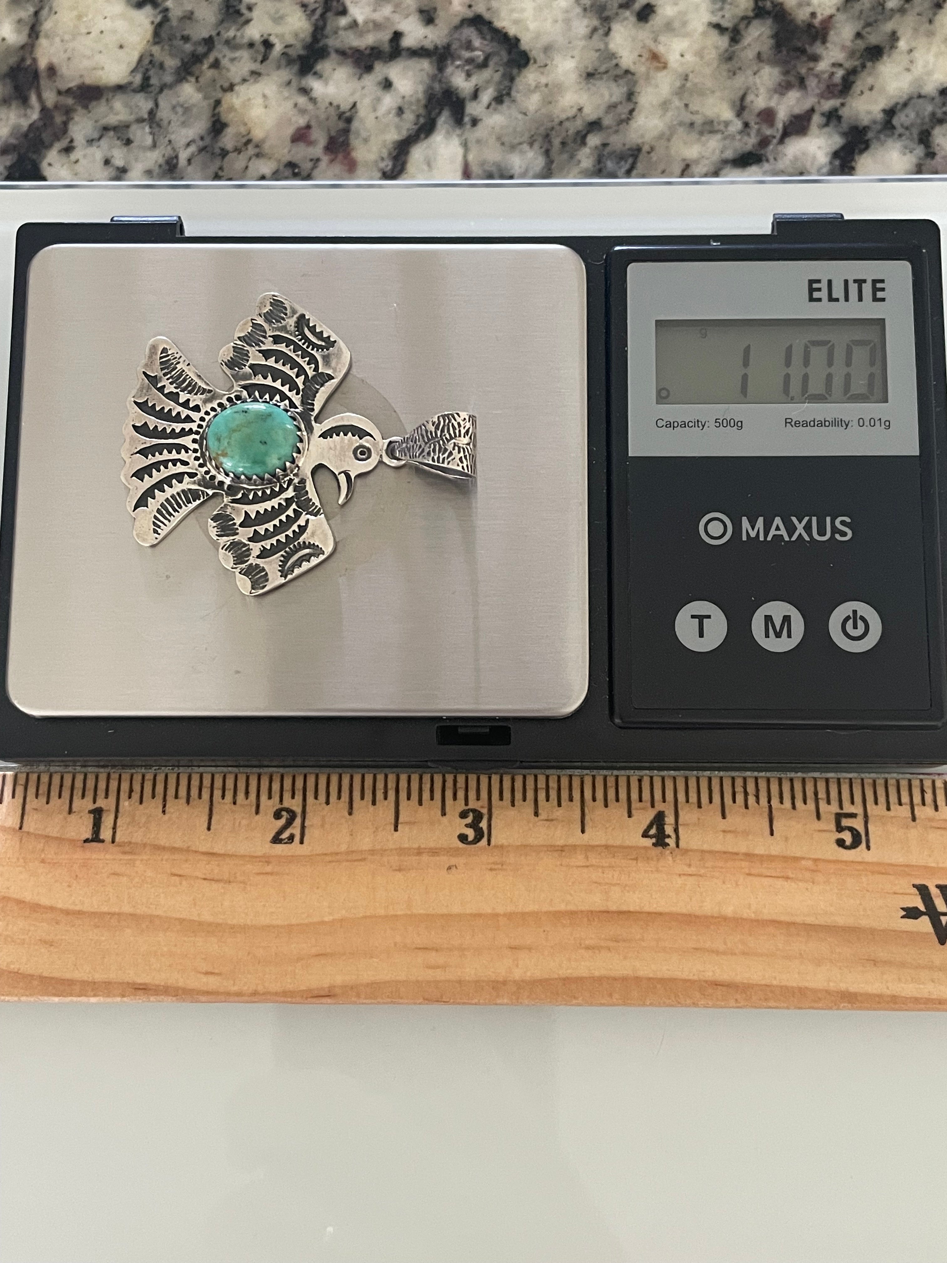 Kingman Turquoise Thunderbird Pendant | Sterling Silver G422