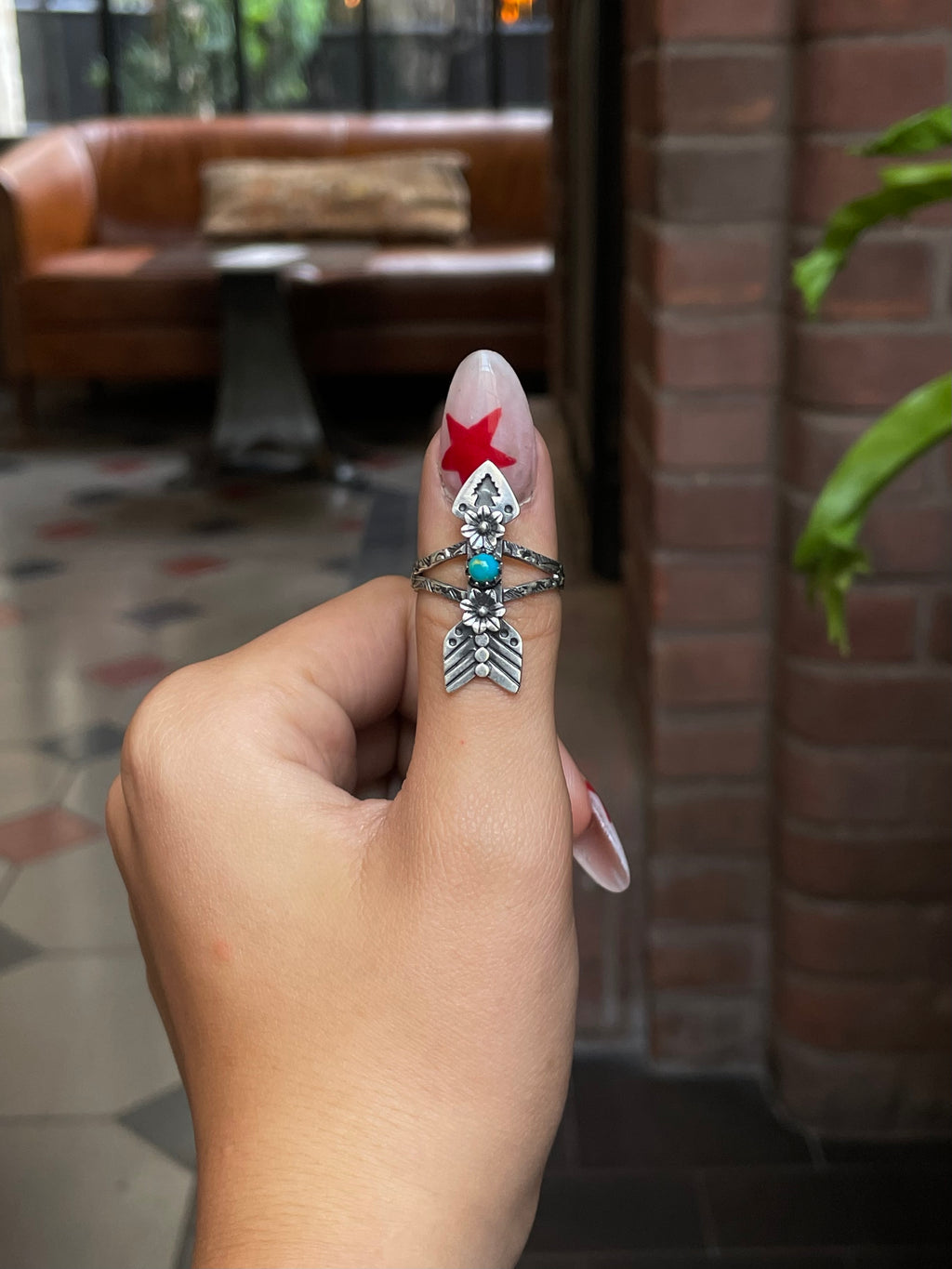 Kingman Turquoise Arrow Ring Size 9.5 | 925 Sterling Silver G507