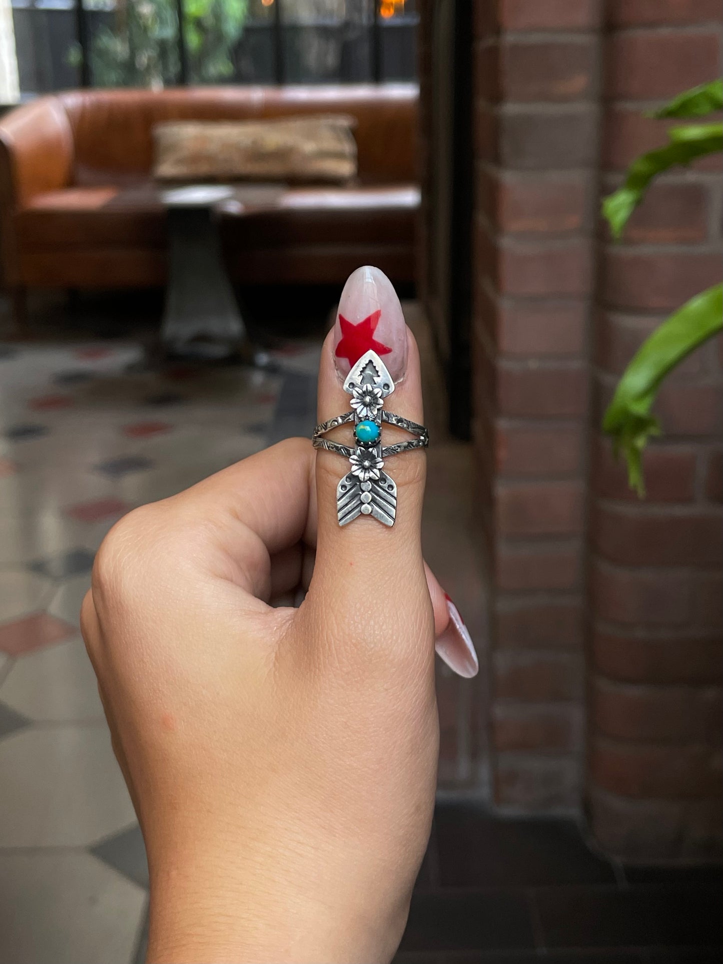 Kingman Turquoise Arrow Ring Size 9.5 | 925 Sterling Silver G507