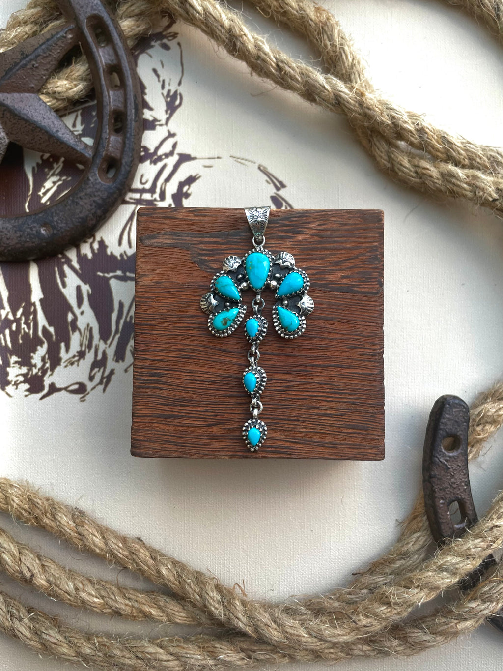 Turquoise Dangle Cluster Pendant | 925 Sterling Silver G690