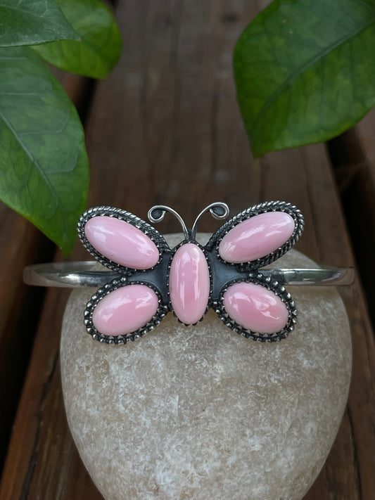 Pink Conch Butterfly Cuff Bracelet | 925 Sterling Silver B985