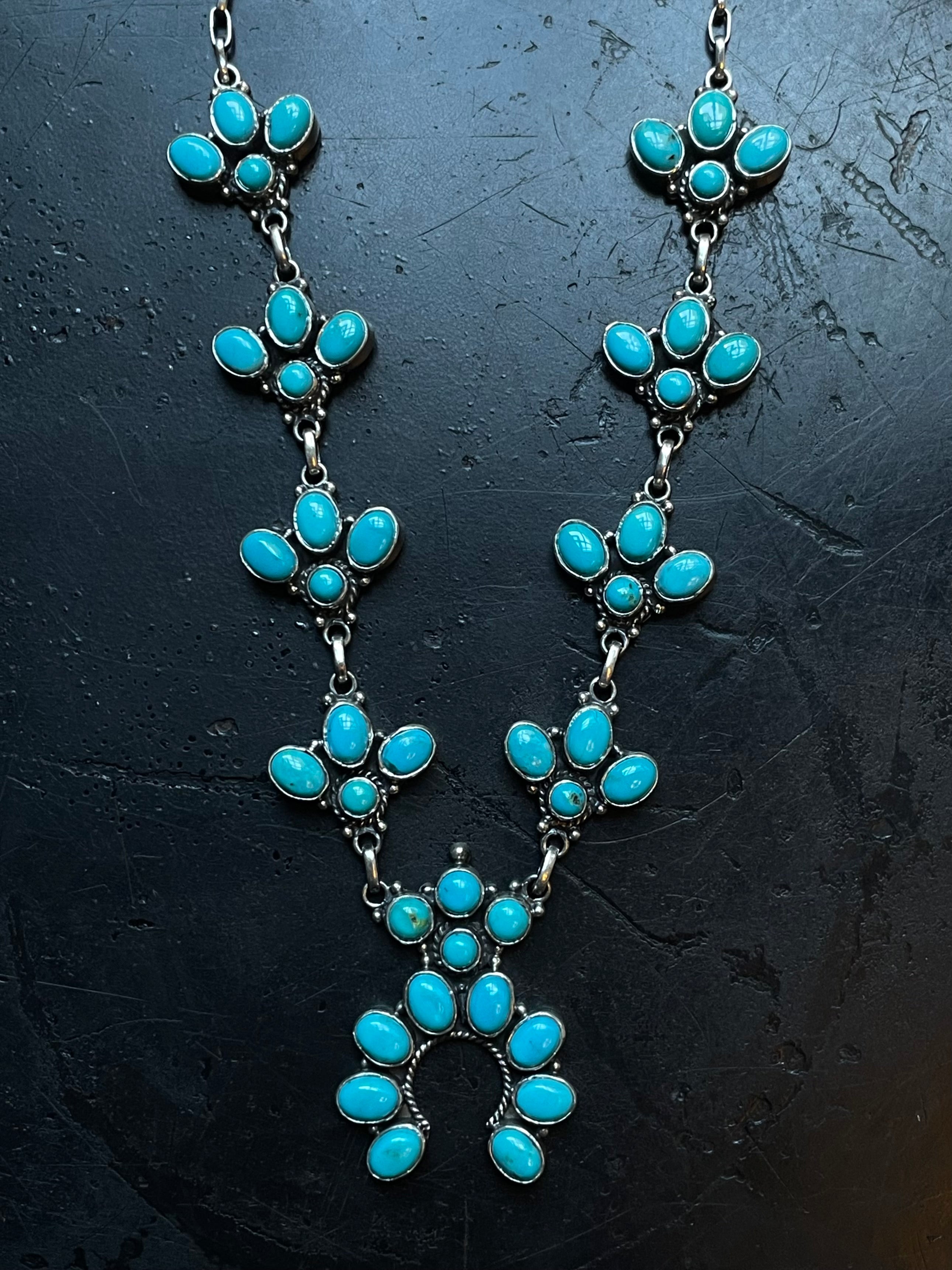 Kingman Turquoise Naja Necklace | 925 Sterling Silver E348
