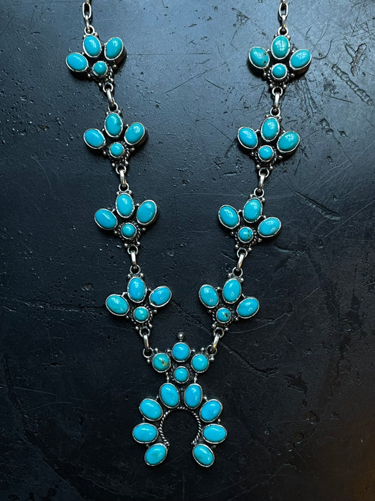 Kingman Turquoise Naja Necklace | 925 Sterling Silver E348