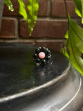 Black Onyx Pink Conch Flower Ring | Sterling Silver Size 6.75 925 C699