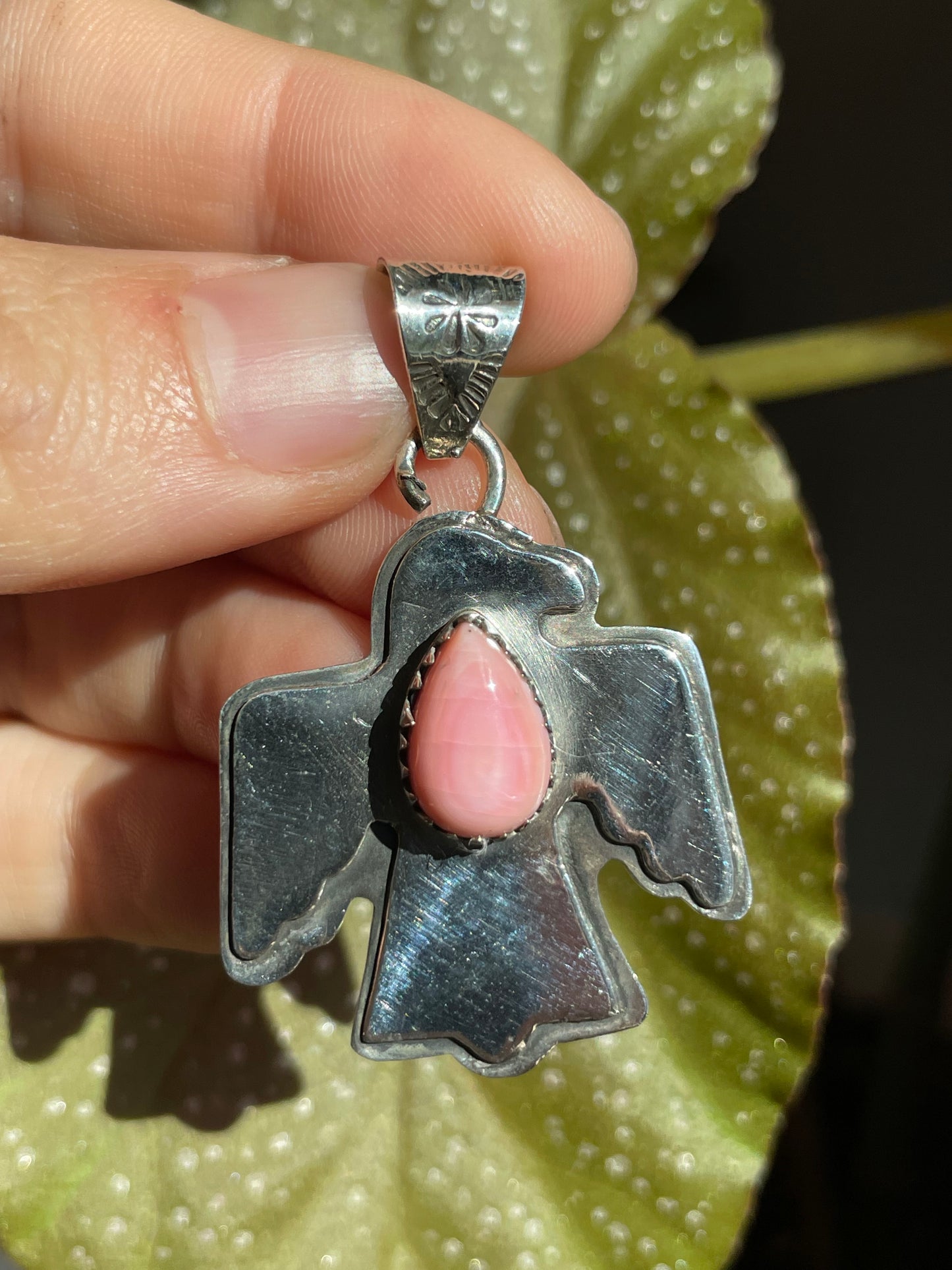 Pink Conch Thunderbird Pendant | Sterling Silver 925 B842