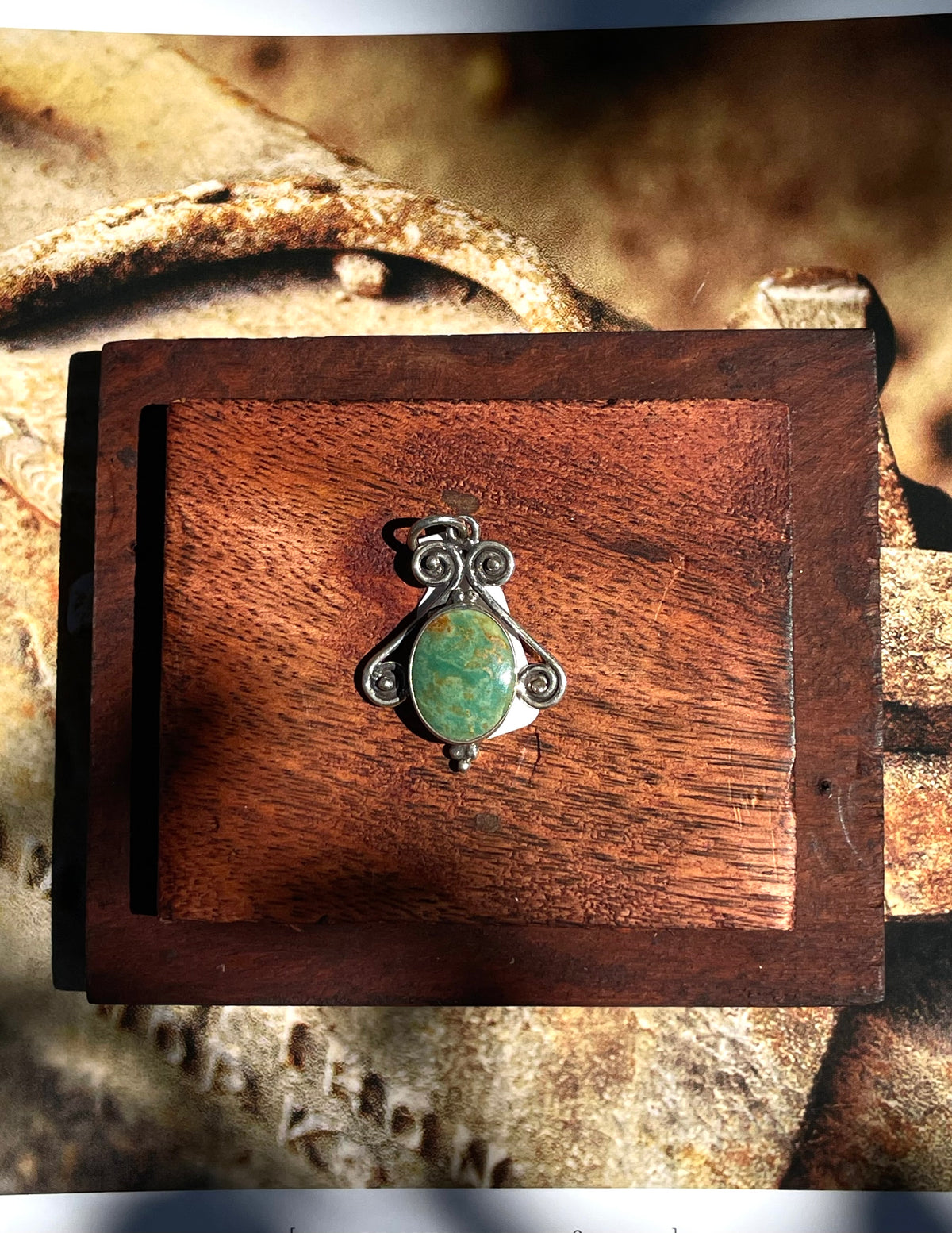 Turquoise Scrollwork Pendant | 925 Sterling Silver | D338