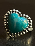Kingman Turquoise Heart Ring | Sterling Silver | Size 6 G366