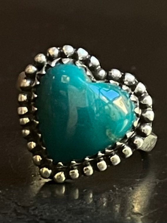 Kingman Turquoise Heart Ring | Sterling Silver | Size 6 G366