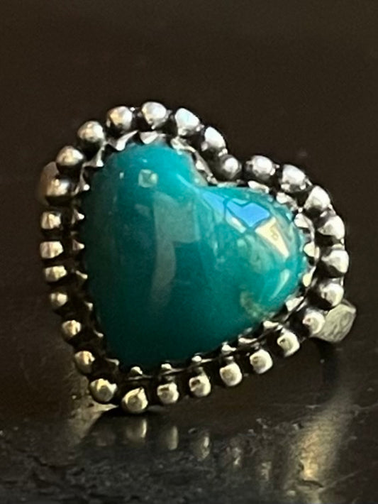 Kingman Turquoise Heart Ring | Sterling Silver | Size 6 G366