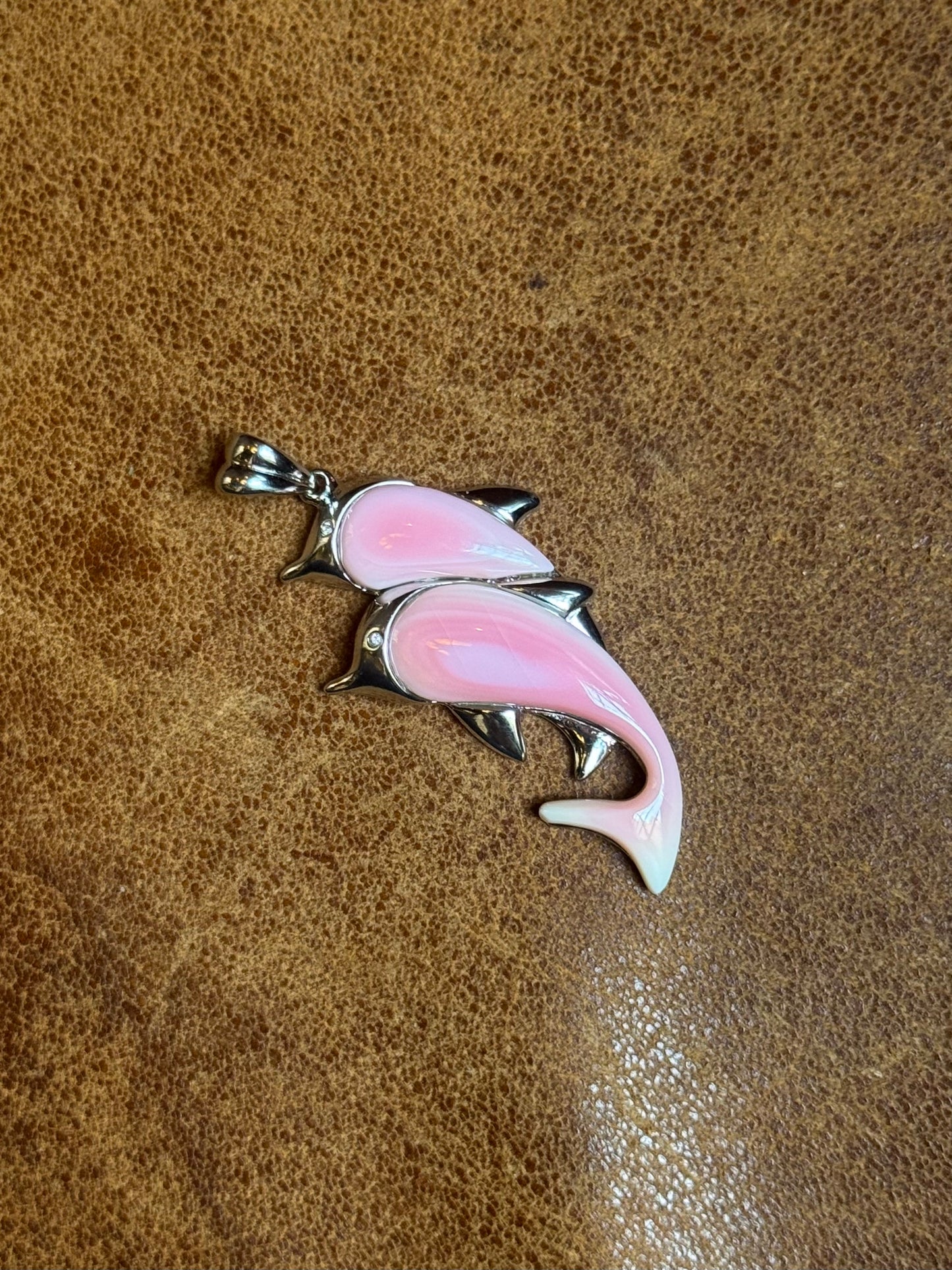 Dolphin Pink Conch Pendant | Sterling Silver | A742