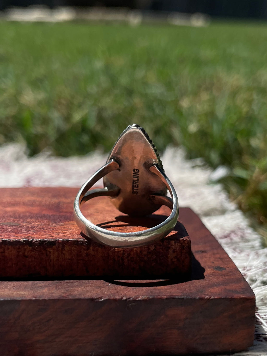 Pink Conch Teardrop Ring | 925 Sterling Silver Size 9 D303