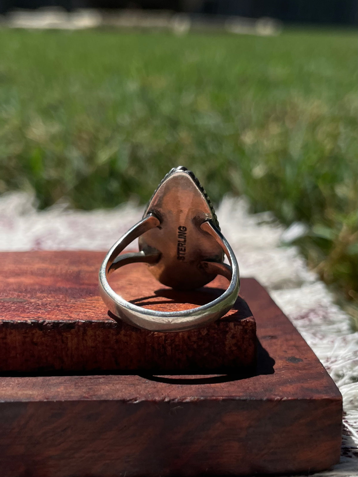 Pink Conch Teardrop Ring | 925 Sterling Silver Size 9 D303