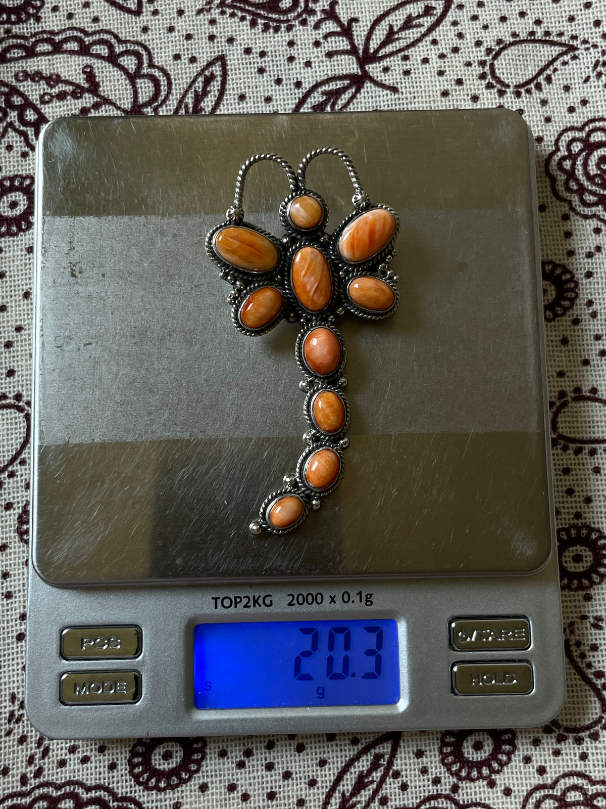 Orange Spiny Oyster Dragonfly Pendant | 925 Sterling Silver D326