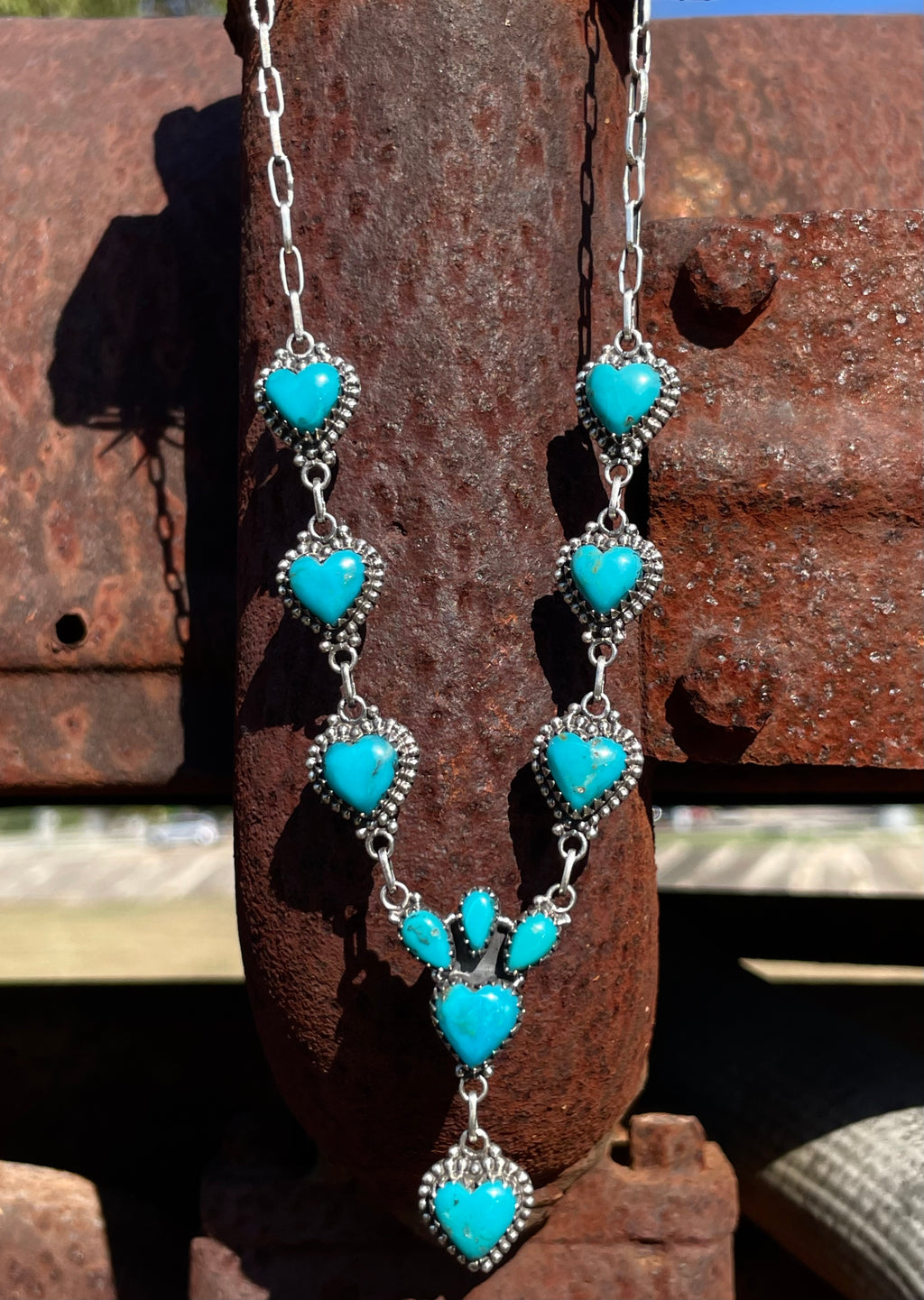 Kingman Turquoise Heart Necklace | 925 Sterling Silver E619