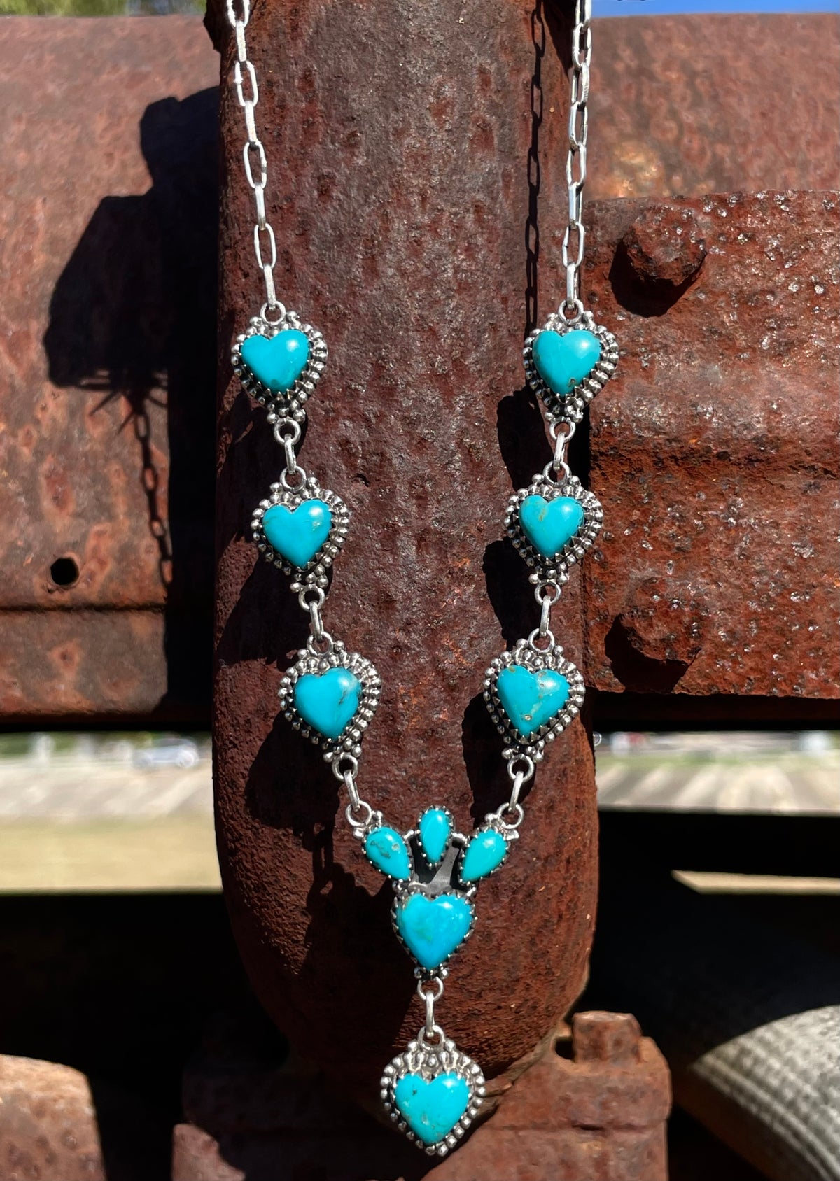 Kingman Turquoise Heart Necklace | 925 Sterling Silver E619