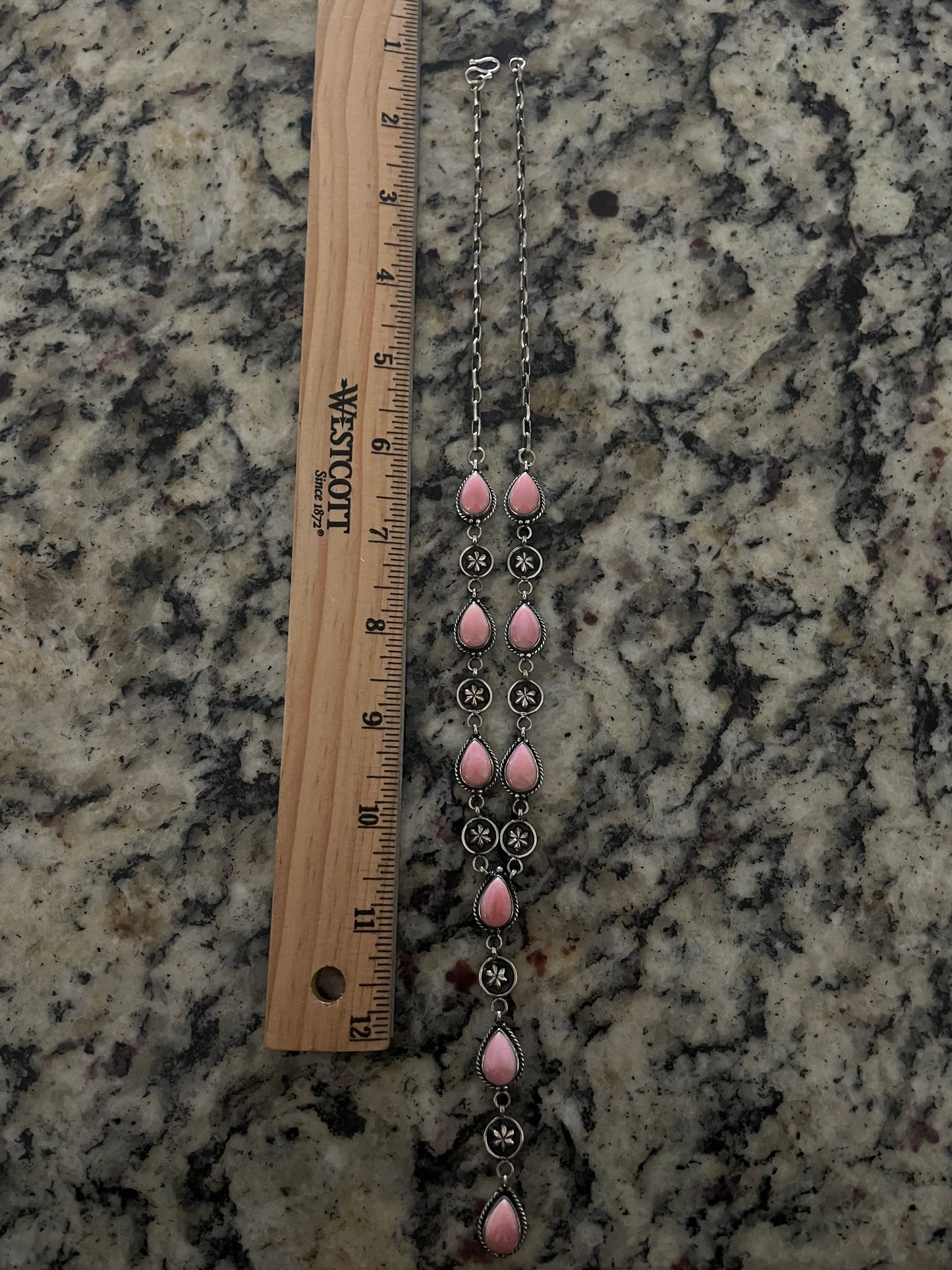 Pink Conch Tear Drop Necklace | 925 Sterling Silver E368