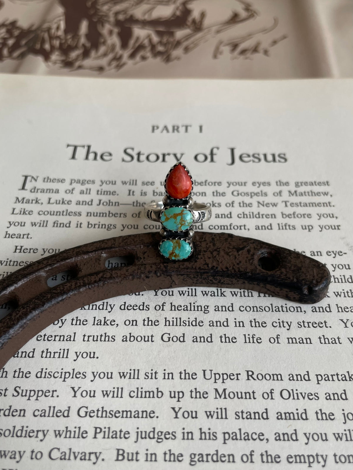 Spiny Oyster & Turquoise Three-Stone Ring | 925 Sterling Silver Size 6 G822