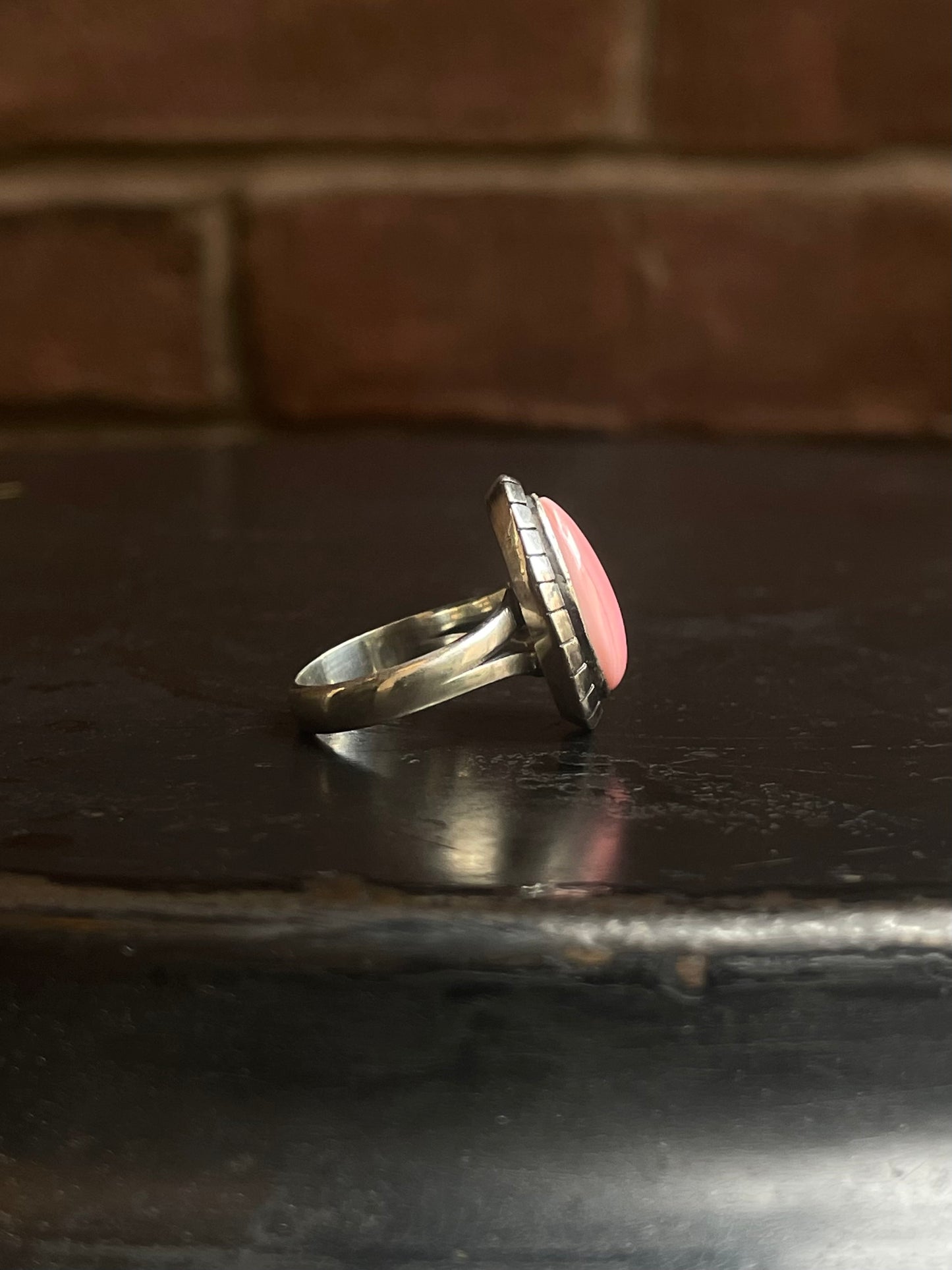 Pink Conch Tear Drop Ring Size 6 | 925 Sterling Silver G128