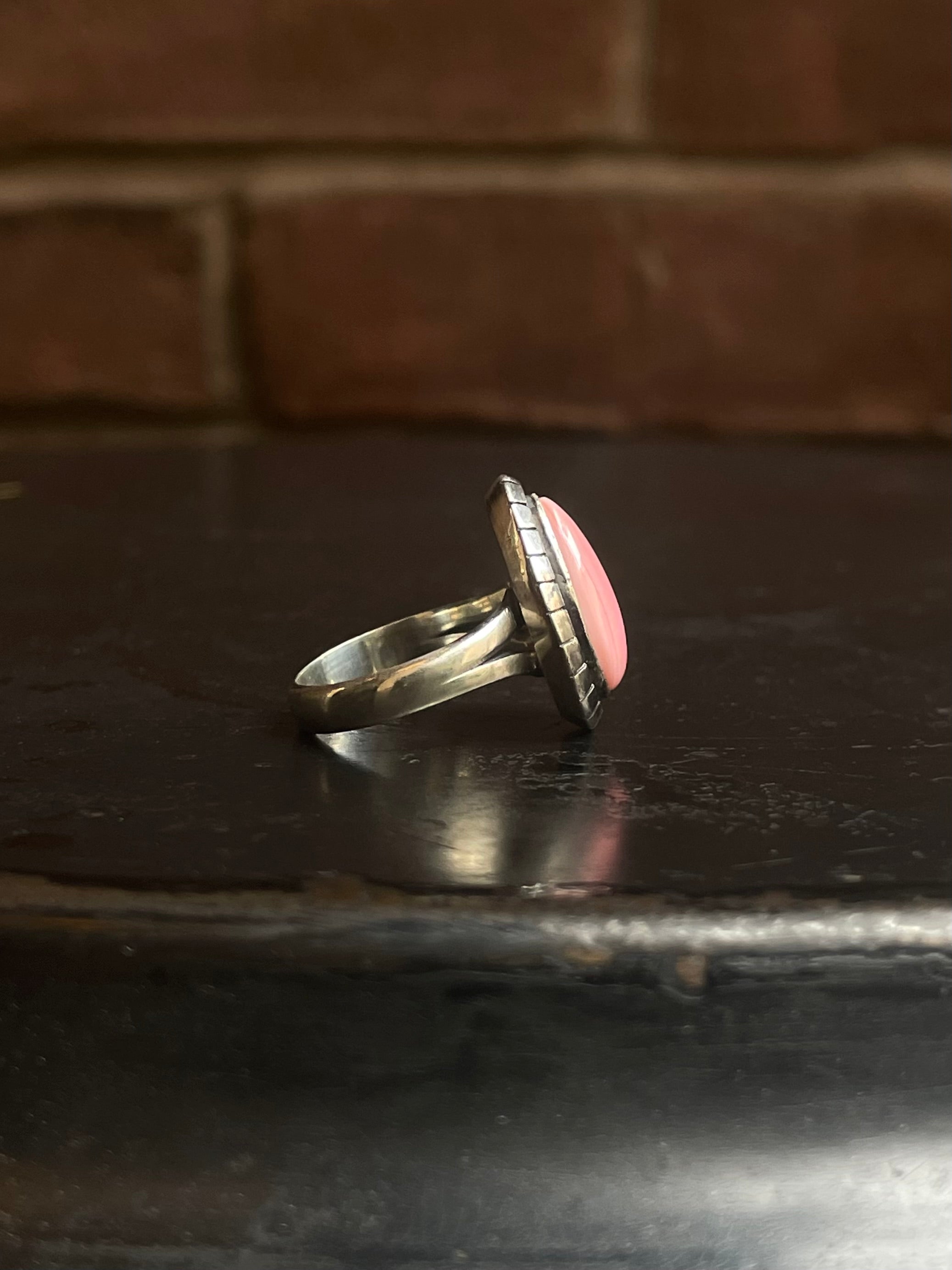 Pink Conch Tear Drop Ring Size 6 | 925 Sterling Silver G128