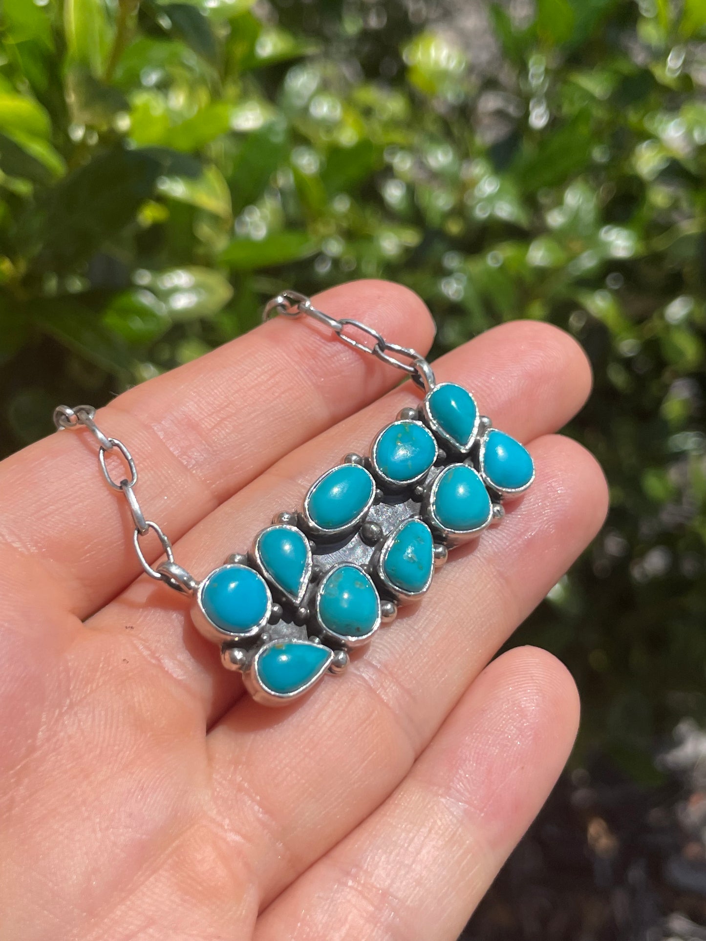 Turquoise Bar Necklace | 925 Sterling Silver D162