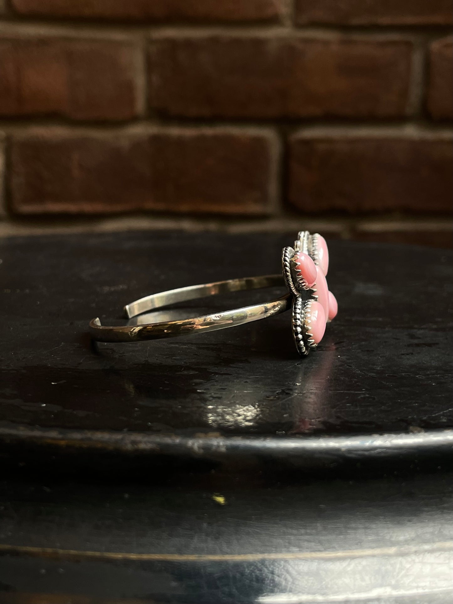Pink Conch Butterfly Cuff Bracelet Sterling Silver 925 C997