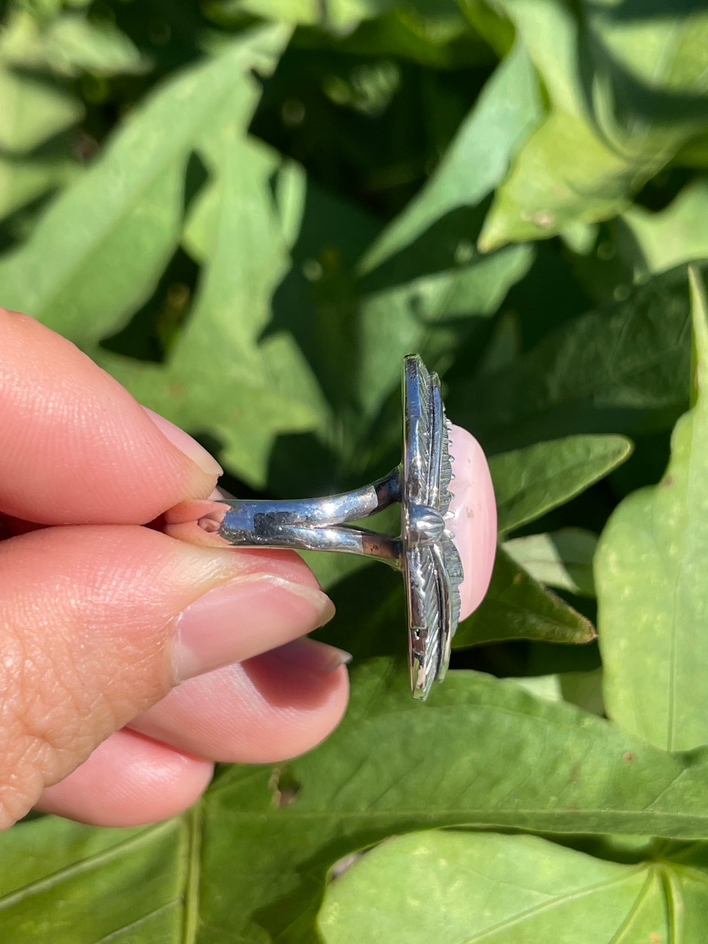 Pink Conch Leaf Design Ring | 925 Sterling Silver | Size 7.5 B334