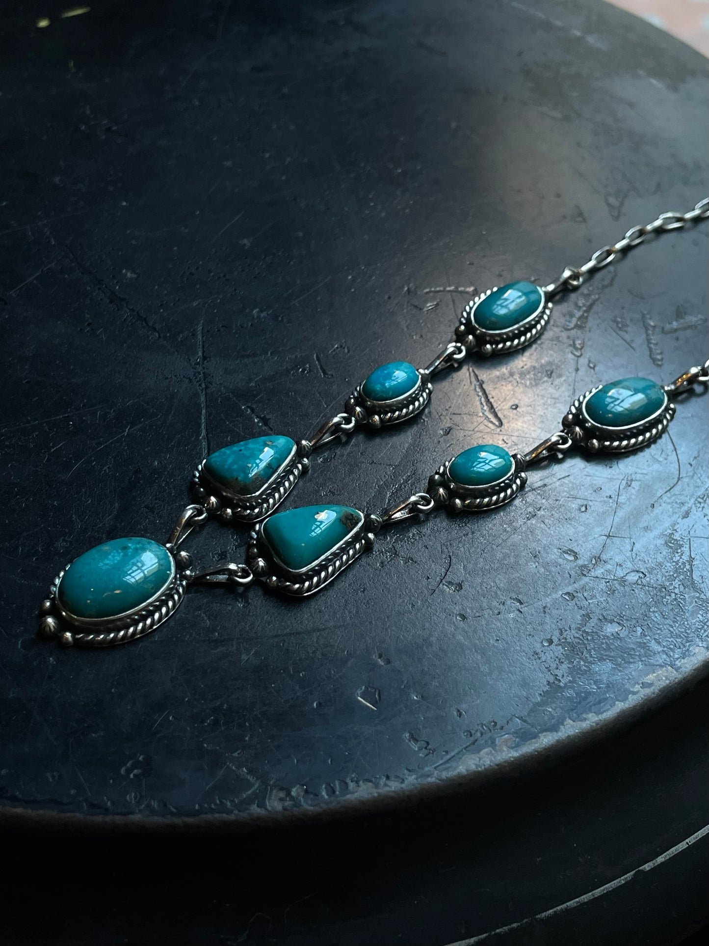 Kingman Turquoise Lariat Necklace | 925 Sterling Silver E352