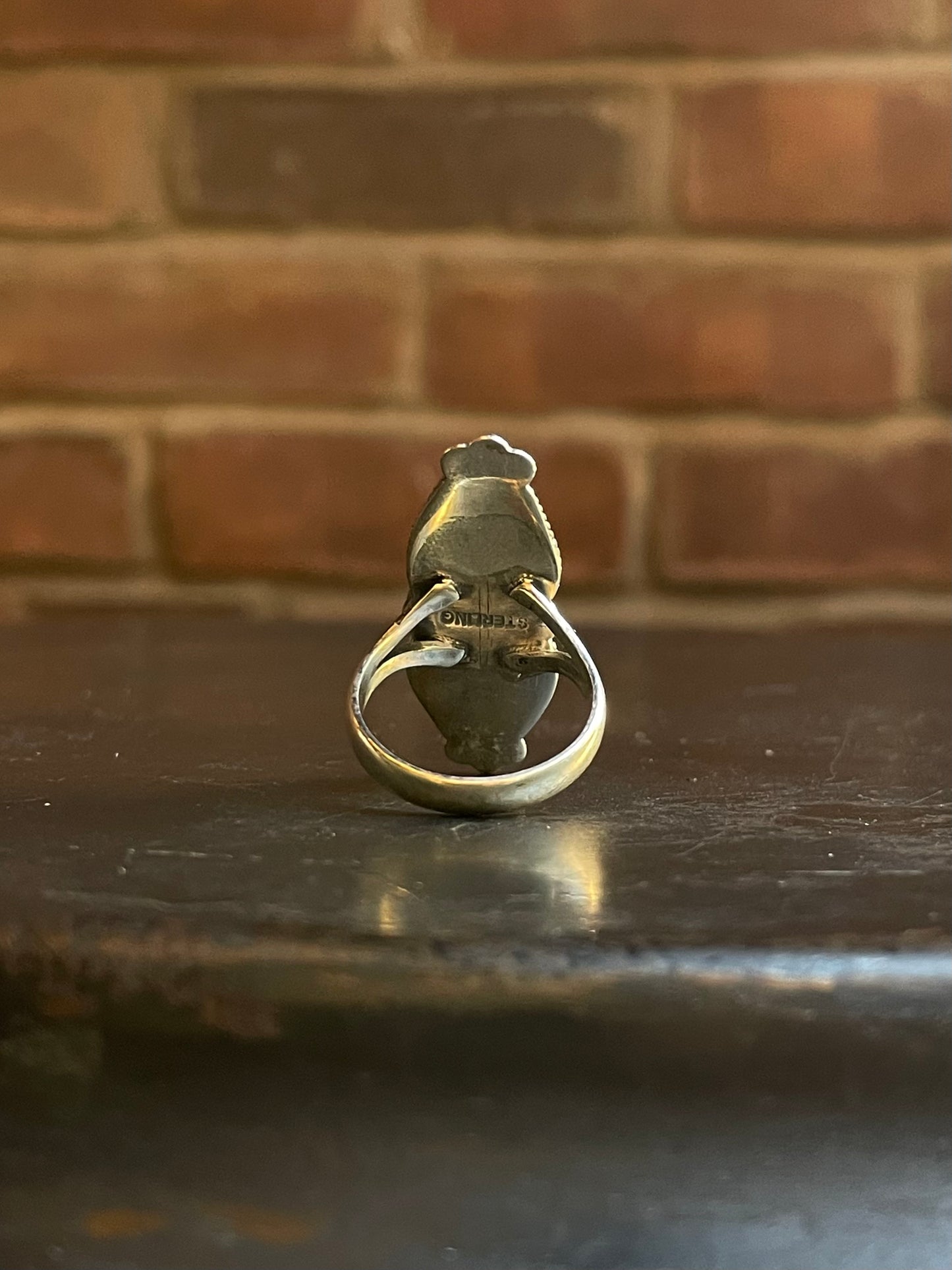 Turquoise Tear Drop Rope Ring Size 8 | Sterling Silver E878