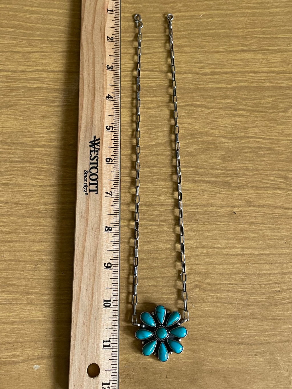 Kingman Turquoise Flower Necklace | 925 Sterling Silver G594