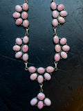 Pink Conch Necklace | Blossom Drop Cluster | 925 Silver E560